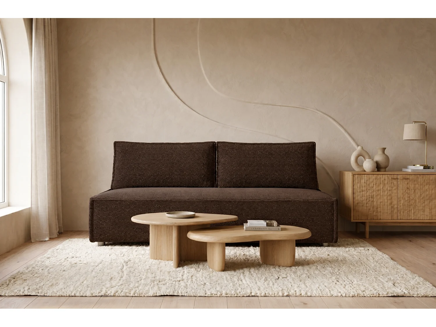 Canapé convertible DUO Poso en tissu - plusieurs coloris brun