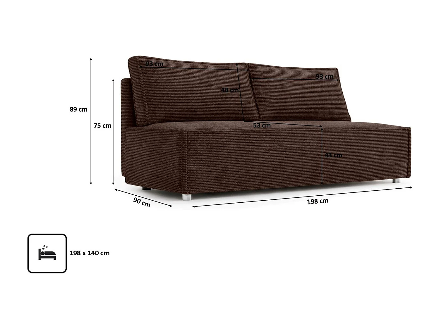 Canapé convertible DUO Poso en tissu - plusieurs coloris brun