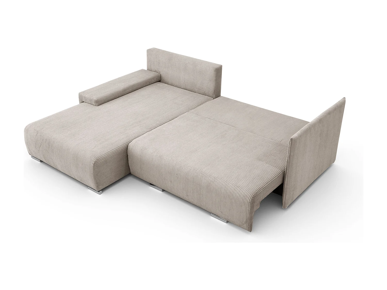 Canapé d'angle, Canapé en L, Tissu côtelé Poso, Beige, Gauche, Livorno L