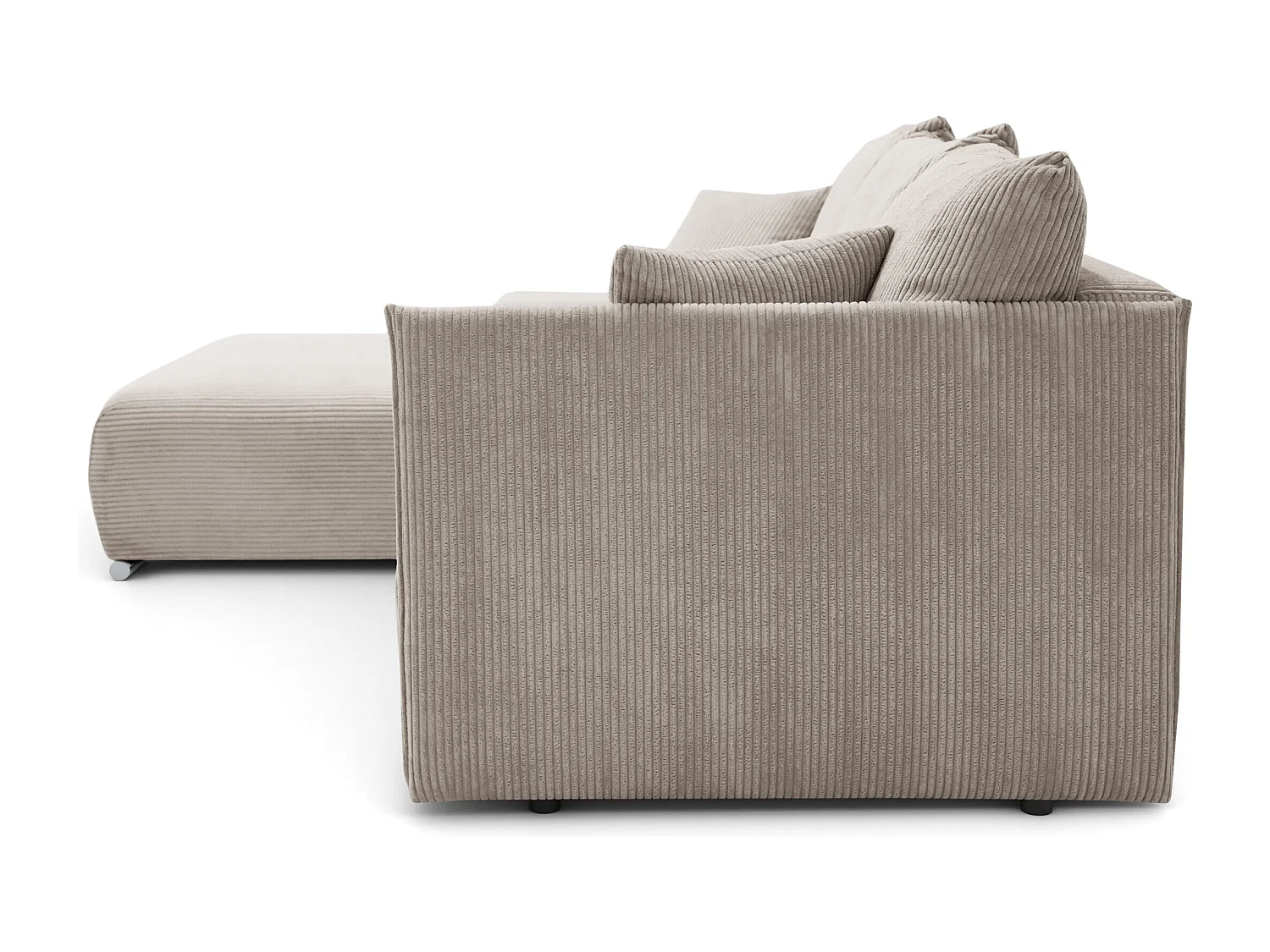 Canapé d'angle, Canapé en L, Tissu côtelé Poso, Beige, Gauche, Livorno L