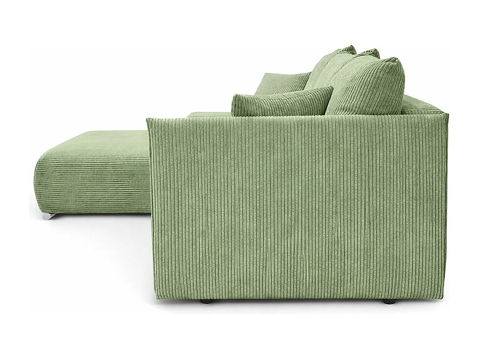 Canapé d'angle, Canapé en L, Tissu côtelé Poso, Vert clair, Gauche, Livorno L