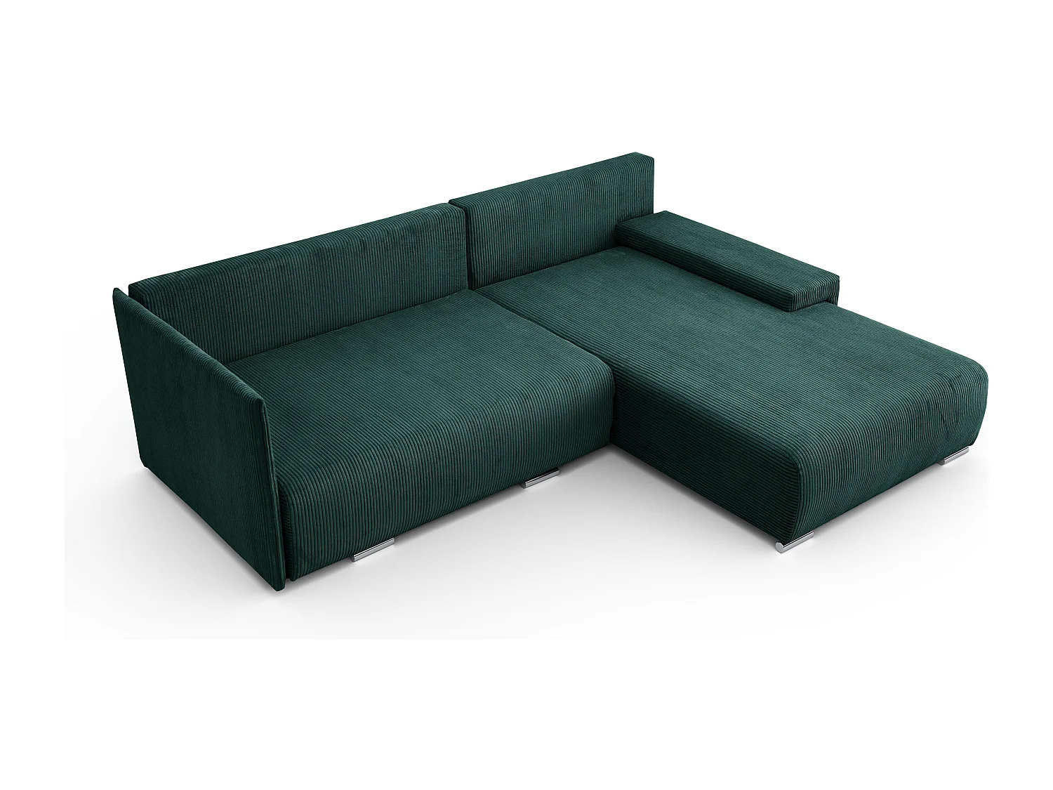 Canapé d'angle, Canapé en L, Tissu côtelé Poso, Vert, Droite, Livorno L