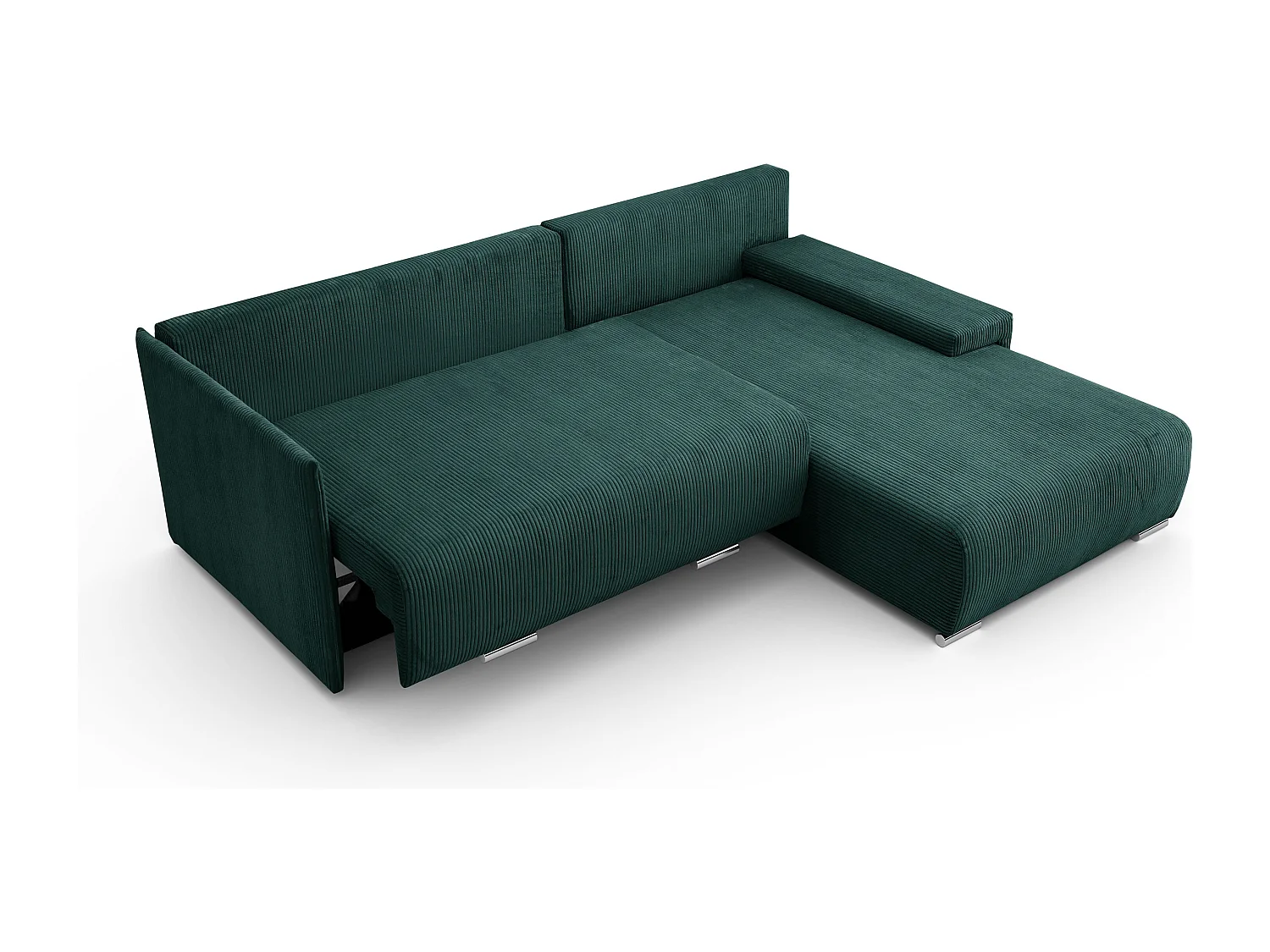 Canapé d'angle, Canapé en L, Tissu côtelé Poso, Vert, Droite, Livorno L