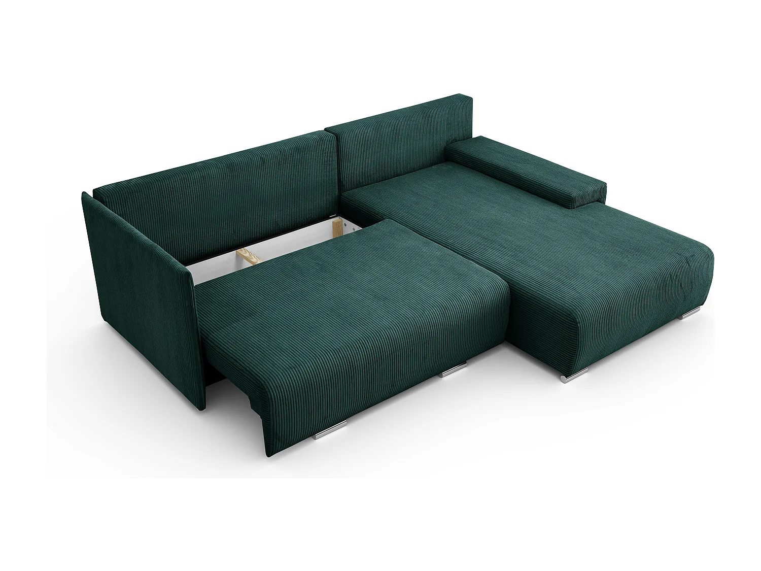 Canapé d'angle, Canapé en L, Tissu côtelé Poso, Vert, Droite, Livorno L