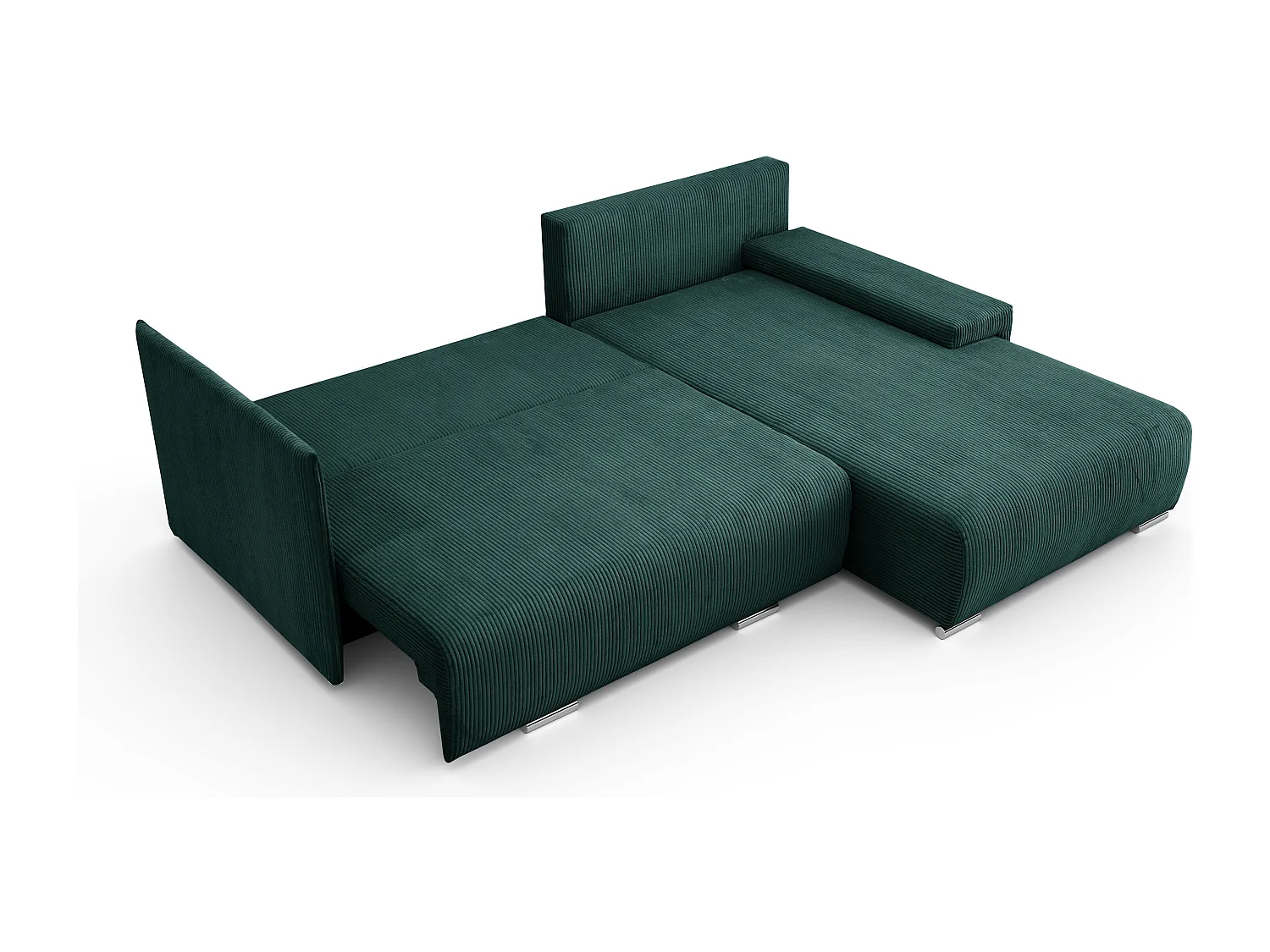 Canapé d'angle, Canapé en L, Tissu côtelé Poso, Vert, Droite, Livorno L