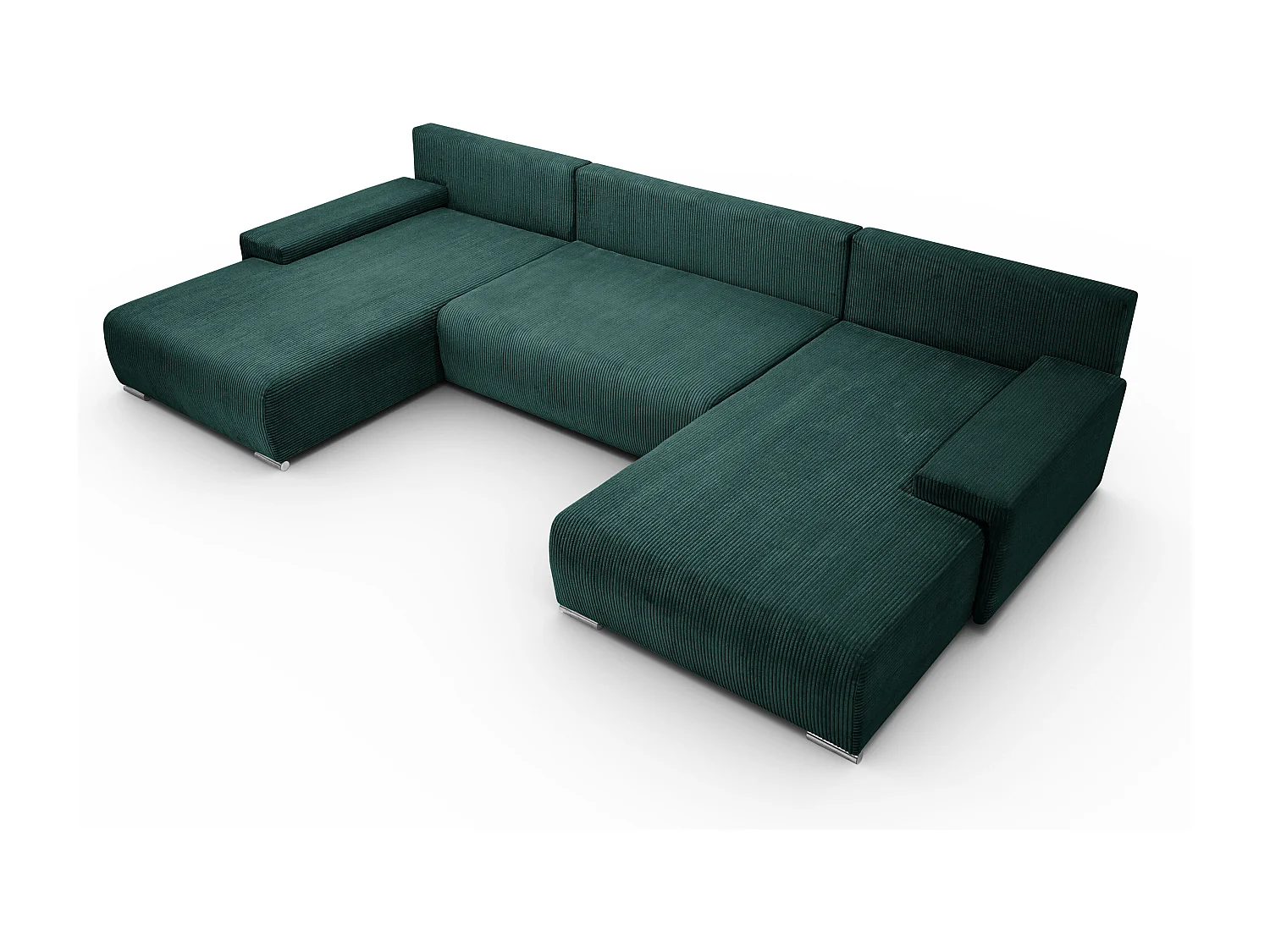 Canapé d'angle, Canapé en U, Tissu côtelé Poso, Vert, Livorno U