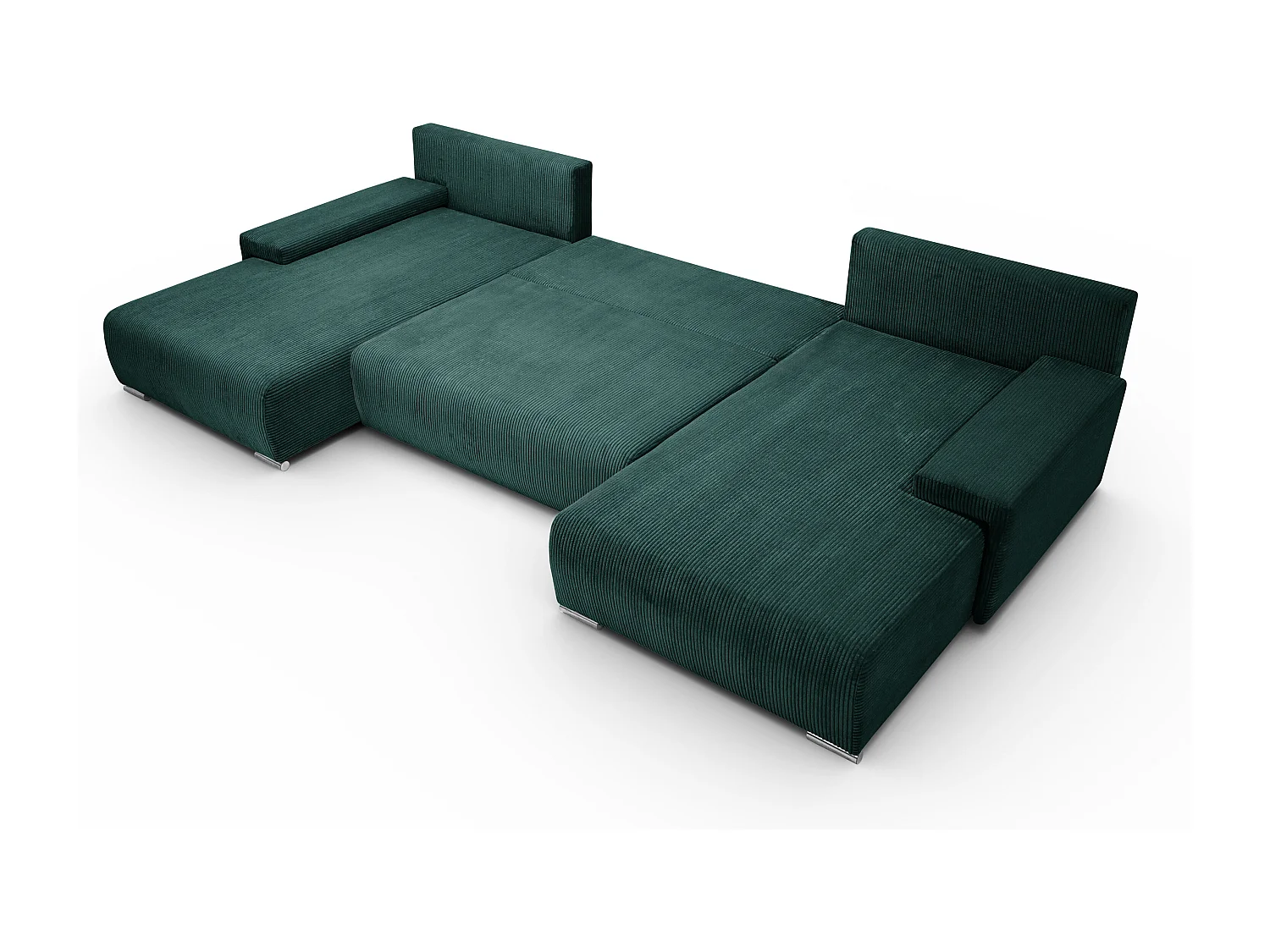 Canapé d'angle, Canapé en U, Tissu côtelé Poso, Vert, Livorno U