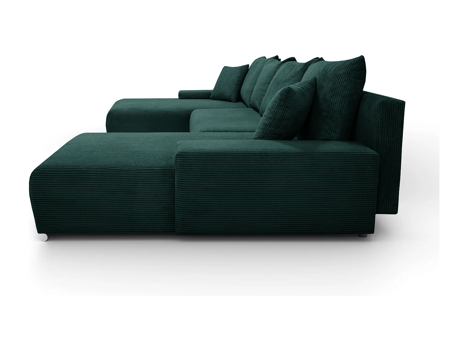Canapé d'angle, Canapé en U, Tissu côtelé Poso, Vert, Livorno U