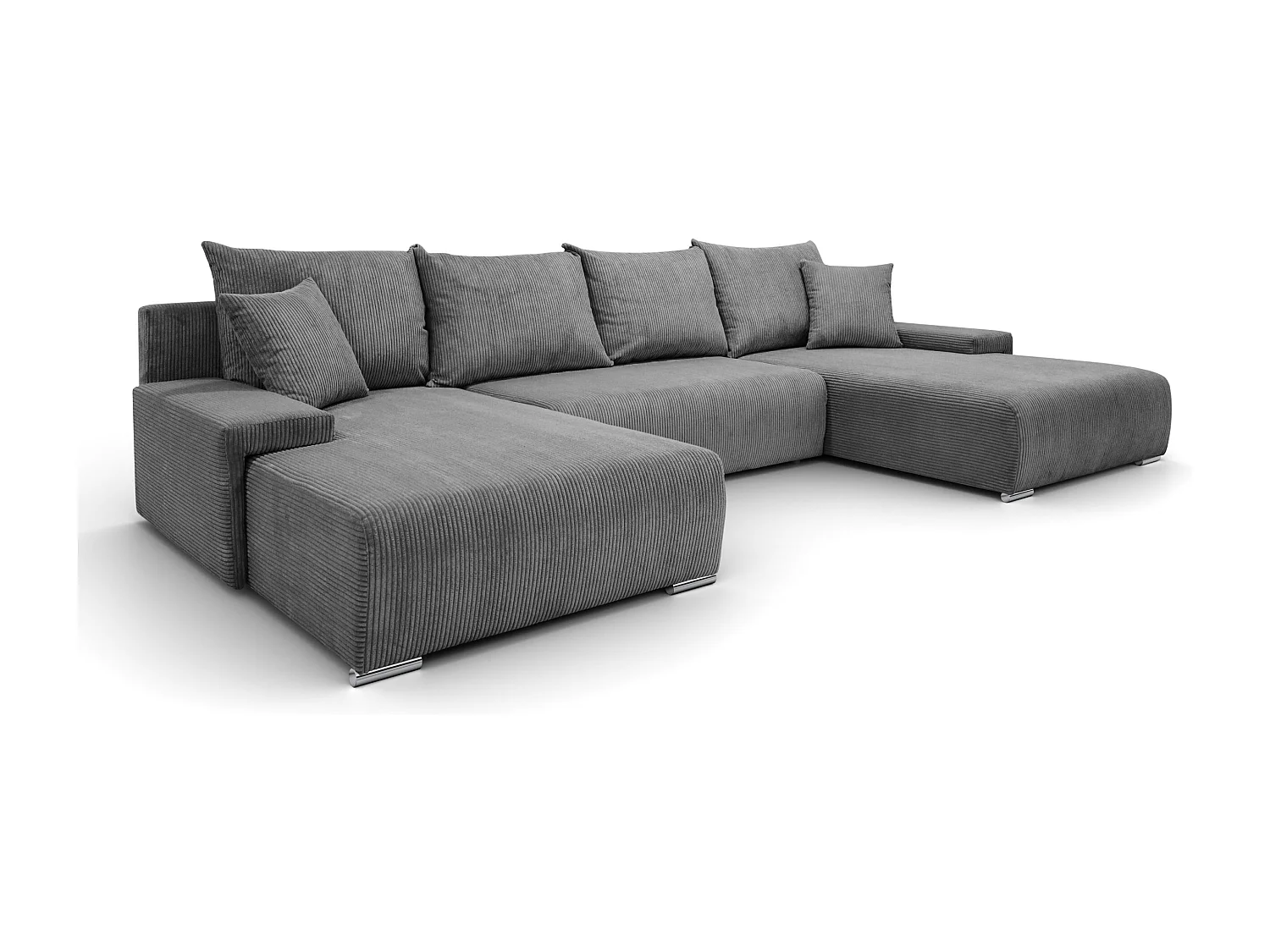 Canapé d'angle, Canapé en U, Tissu côtelé Poso, Gris, Livorno U