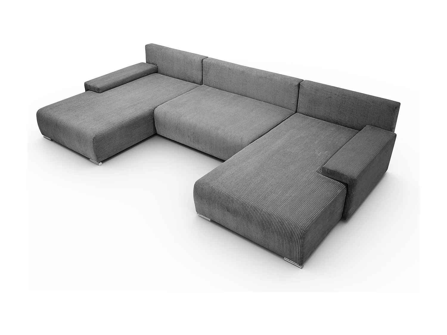 Canapé d'angle, Canapé en U, Tissu côtelé Poso, Gris, Livorno U