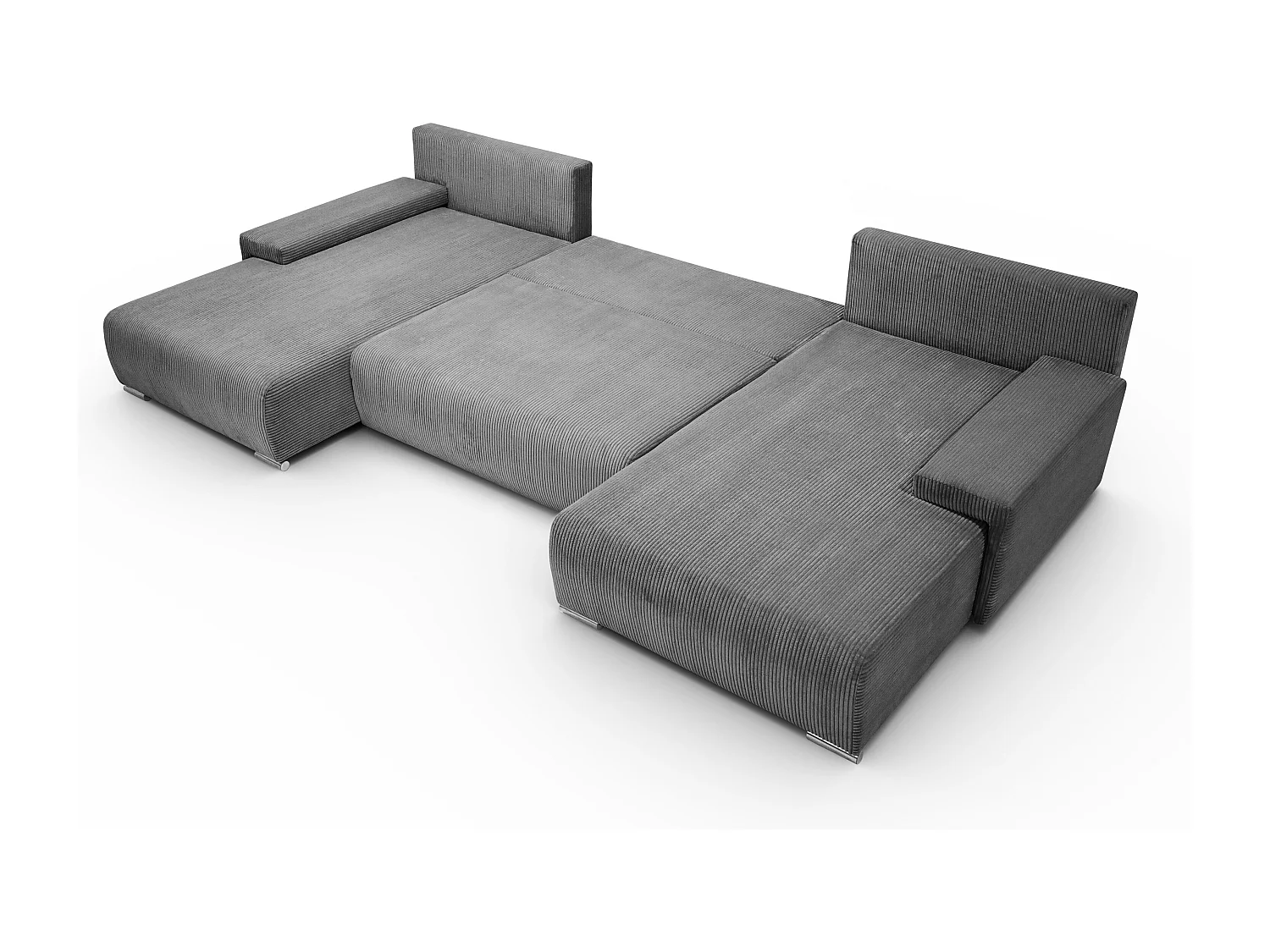 Canapé d'angle, Canapé en U, Tissu côtelé Poso, Gris, Livorno U