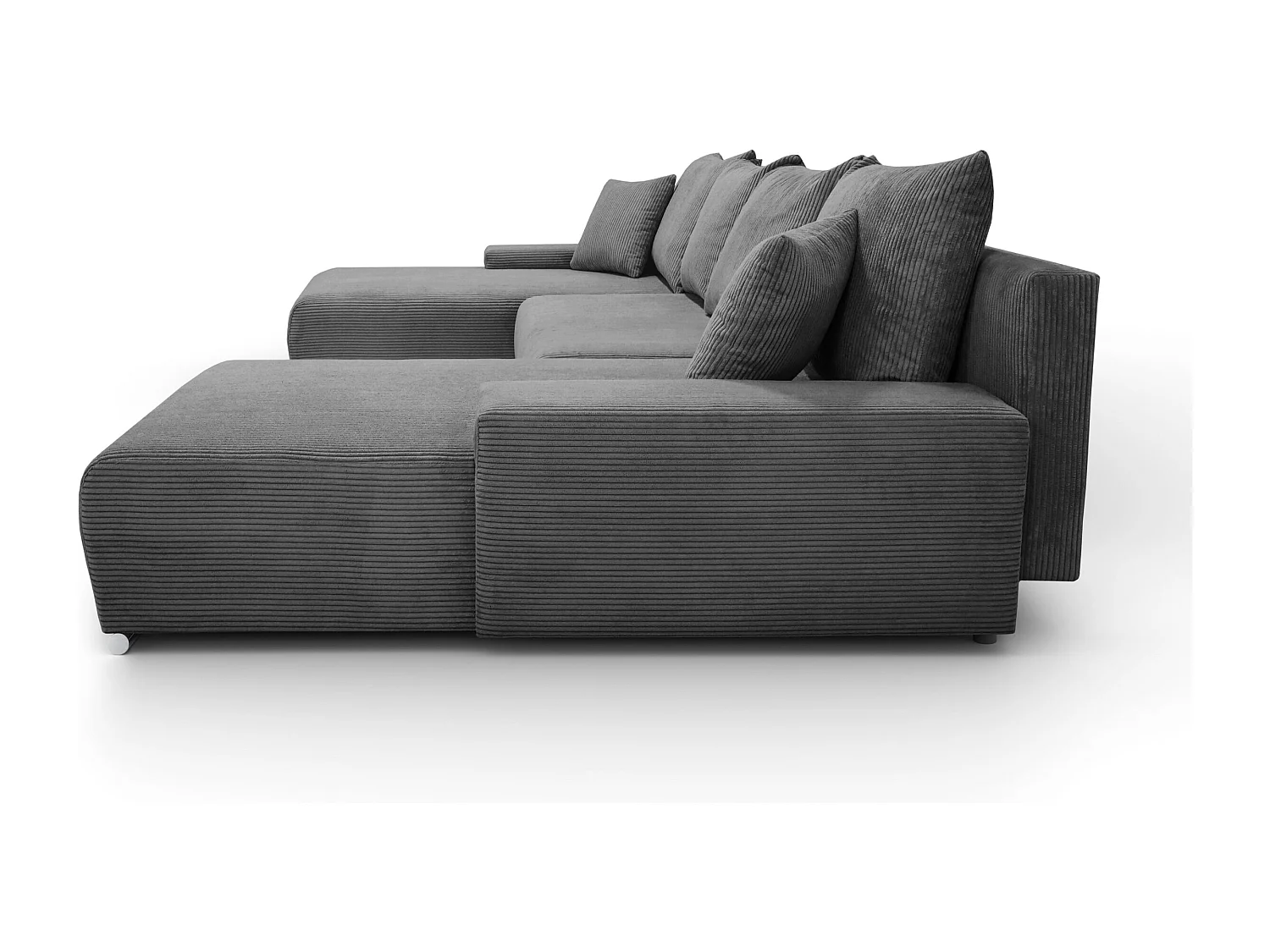 Canapé d'angle, Canapé en U, Tissu côtelé Poso, Gris, Livorno U