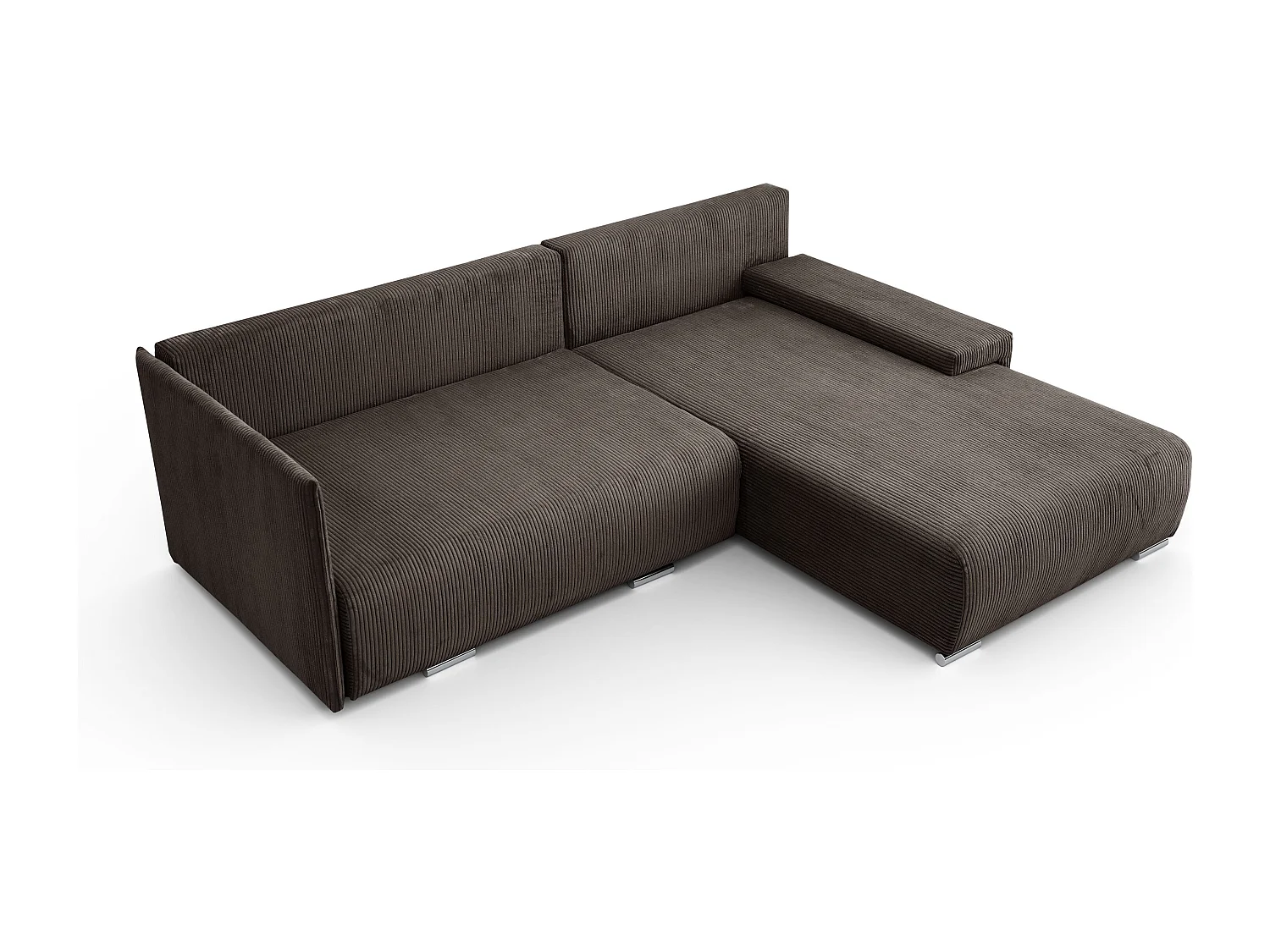 Canapé d'angle, Canapé en L, Tissu côtelé Poso, Marron, Droite, Livorno L