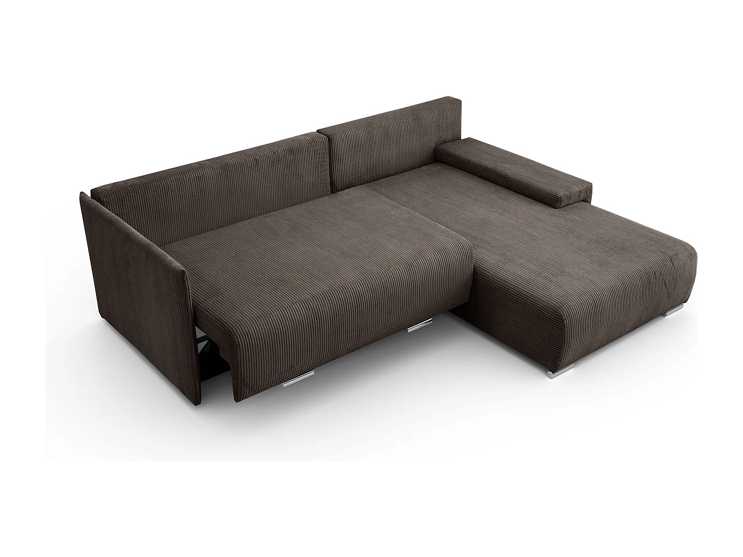 Canapé d'angle, Canapé en L, Tissu côtelé Poso, Marron, Droite, Livorno L
