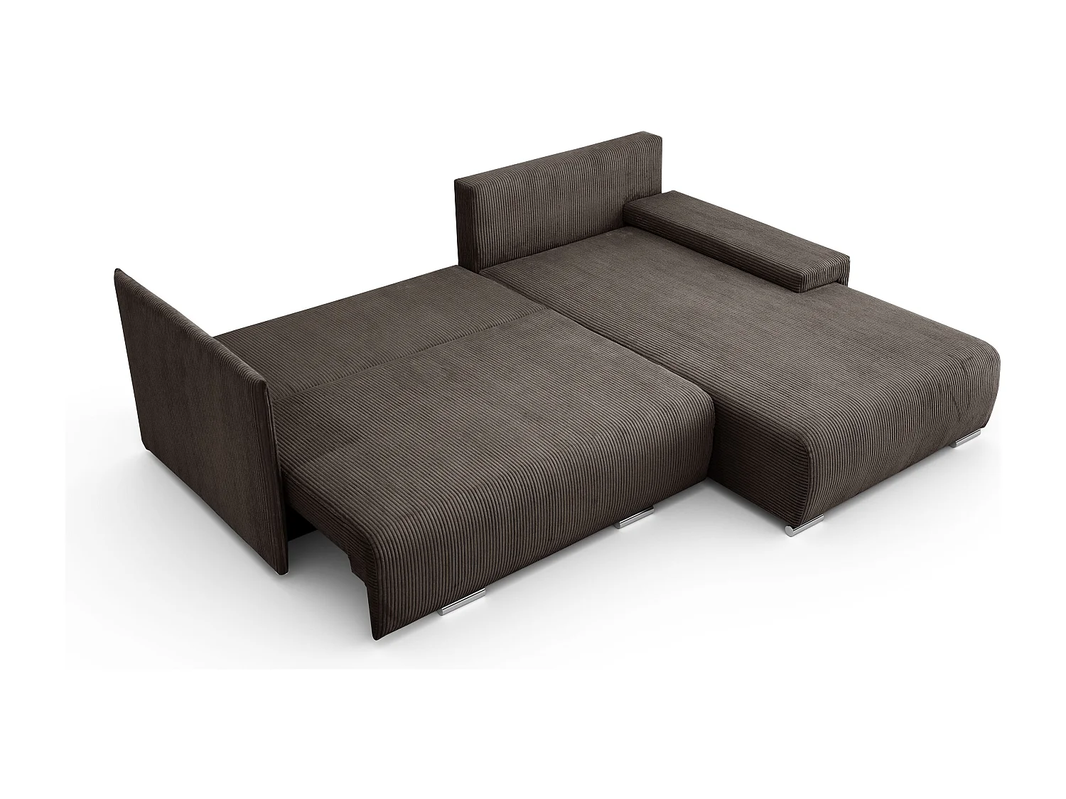 Canapé d'angle, Canapé en L, Tissu côtelé Poso, Marron, Droite, Livorno L