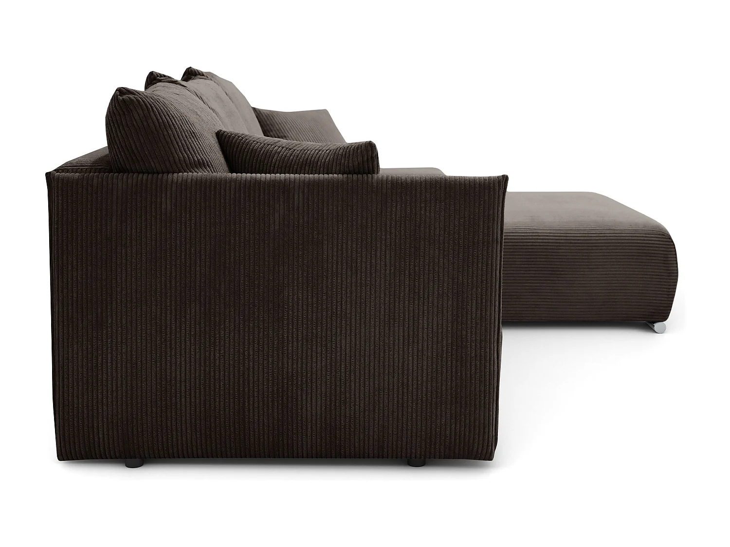 Canapé d'angle, Canapé en L, Tissu côtelé Poso, Marron, Droite, Livorno L