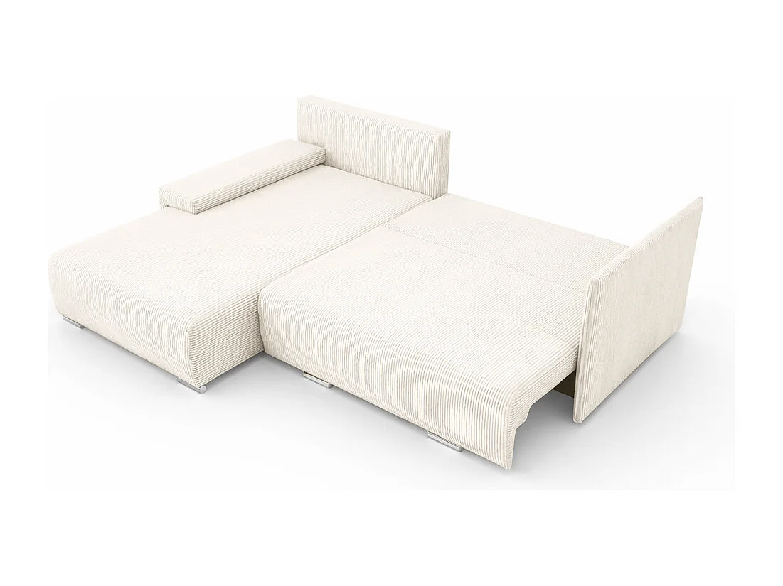Canapé d'angle, Canapé en L, Tissu côtelé Poso, Écru, Gauche, Livorno L