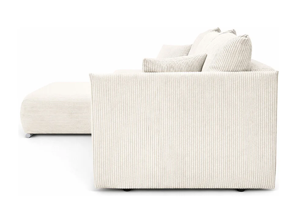 Canapé d'angle, Canapé en L, Tissu côtelé Poso, Écru, Gauche, Livorno L