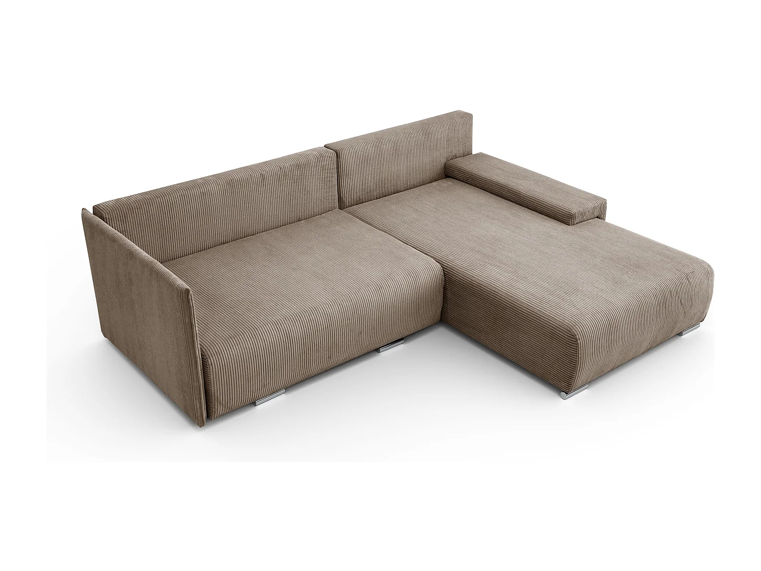 Canapé d'angle, Canapé en L, Tissu côtelé Poso, Brun clair, Droite, Livorno L