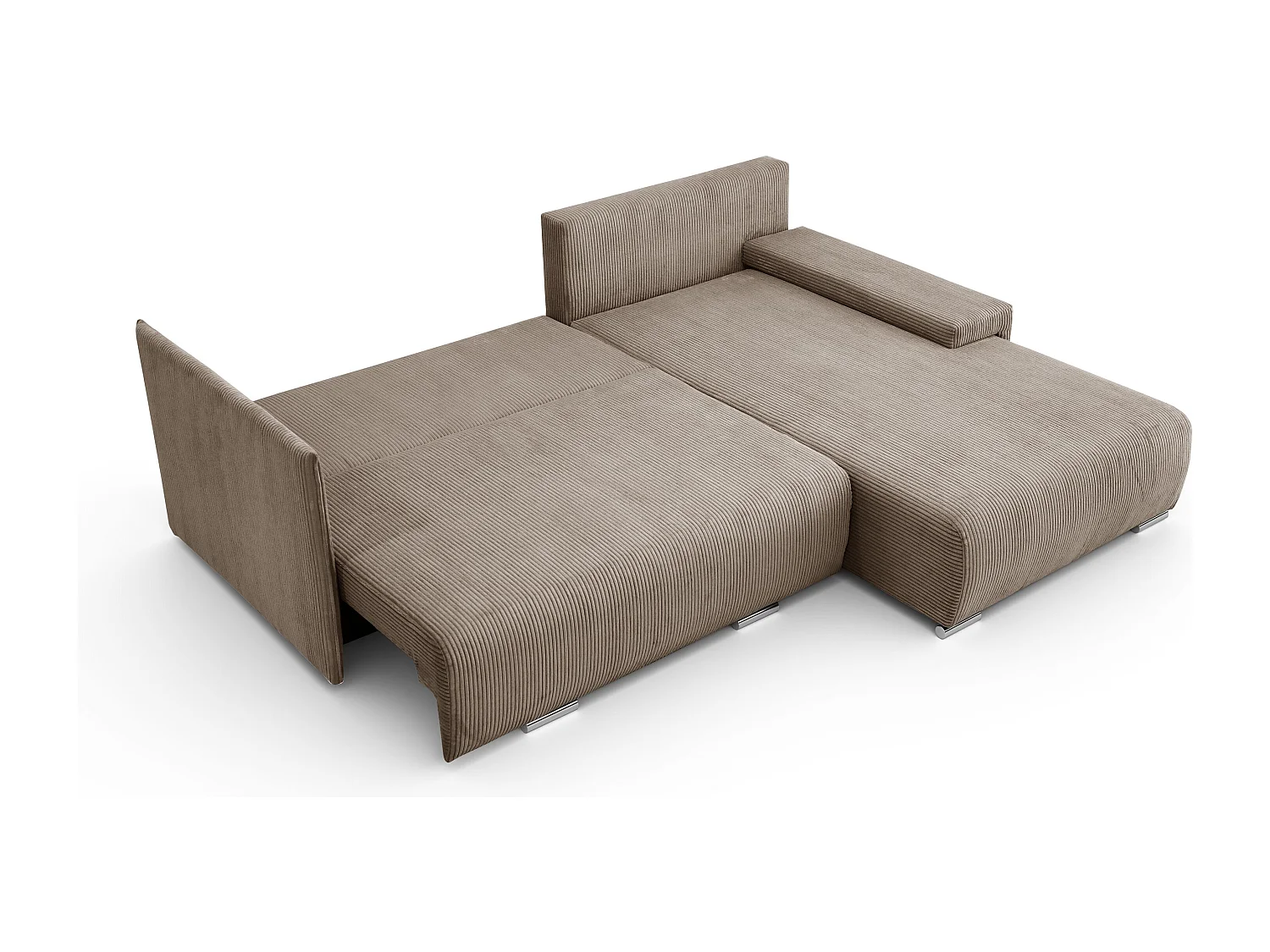 Canapé d'angle, Canapé en L, Tissu côtelé Poso, Brun clair, Droite, Livorno L