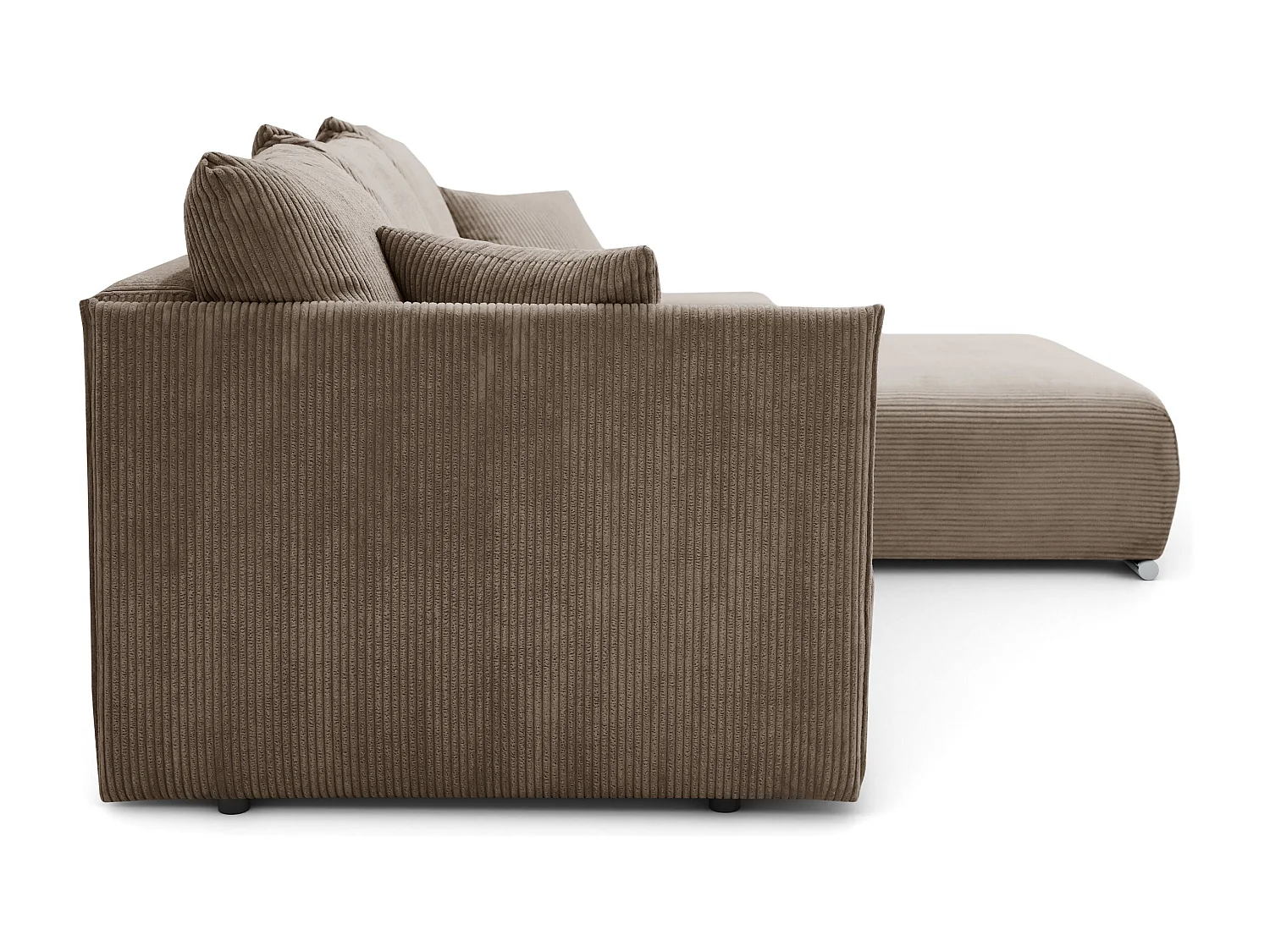 Canapé d'angle, Canapé en L, Tissu côtelé Poso, Brun clair, Droite, Livorno L