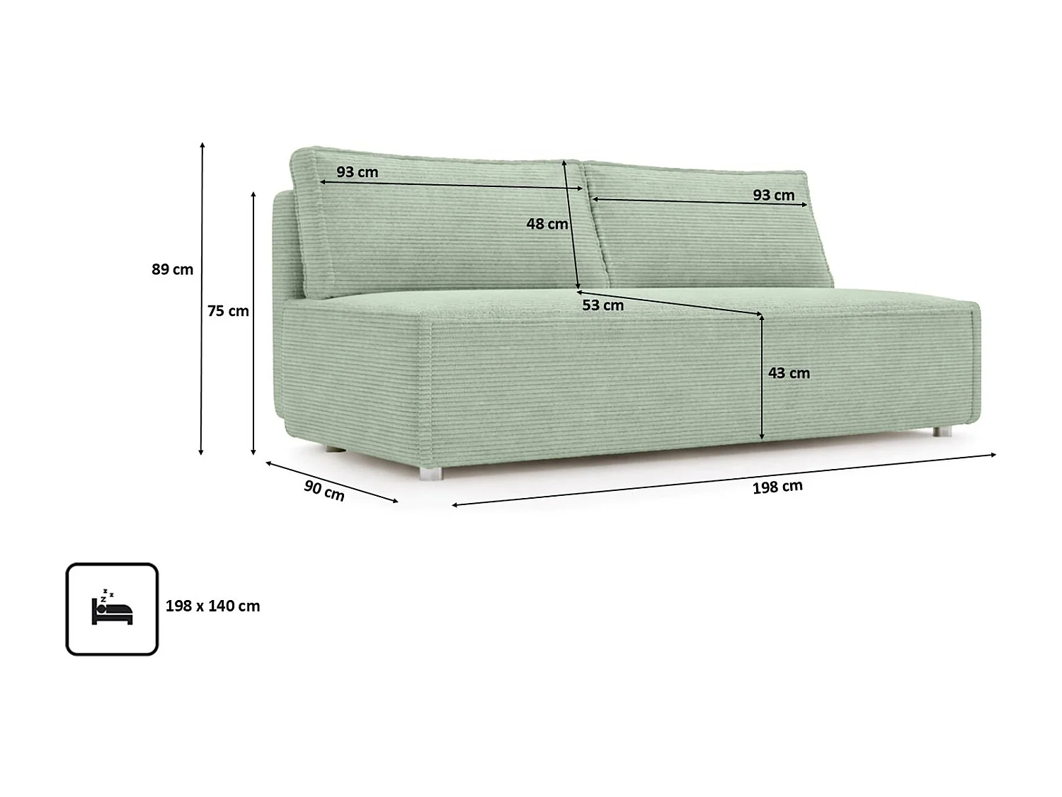 Canapé convertible DUO Poso en tissu - plusieurs coloris vert clair