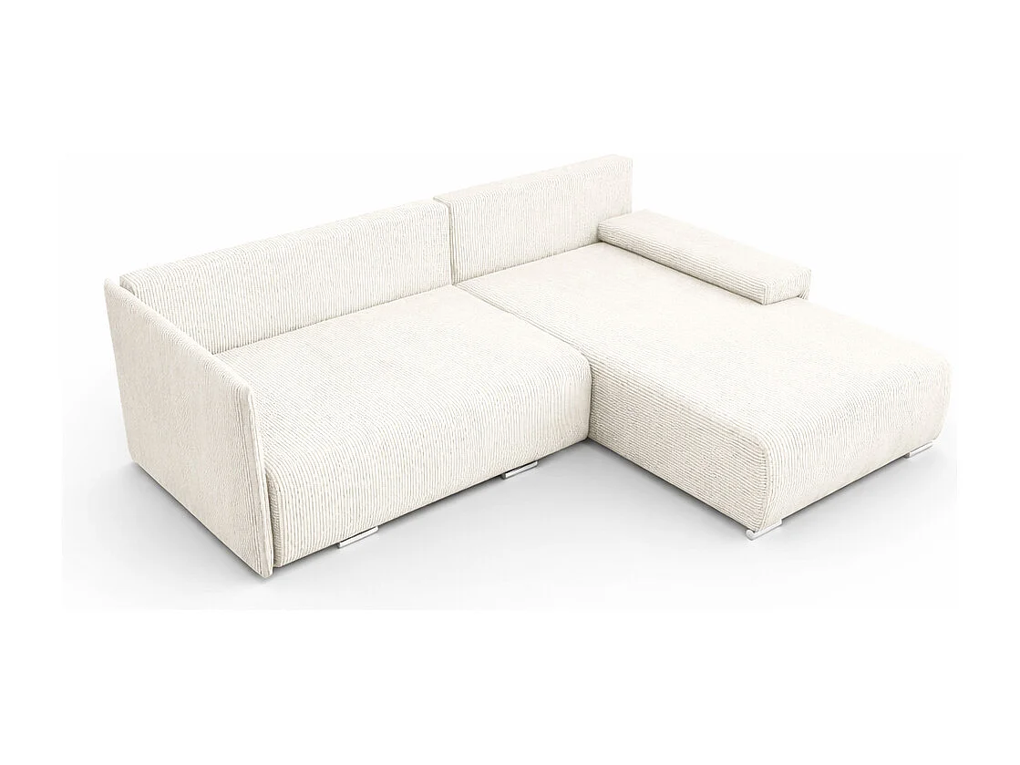 Canapé d'angle, Canapé en L, Tissu côtelé Poso, Écru, Droite, Livorno L