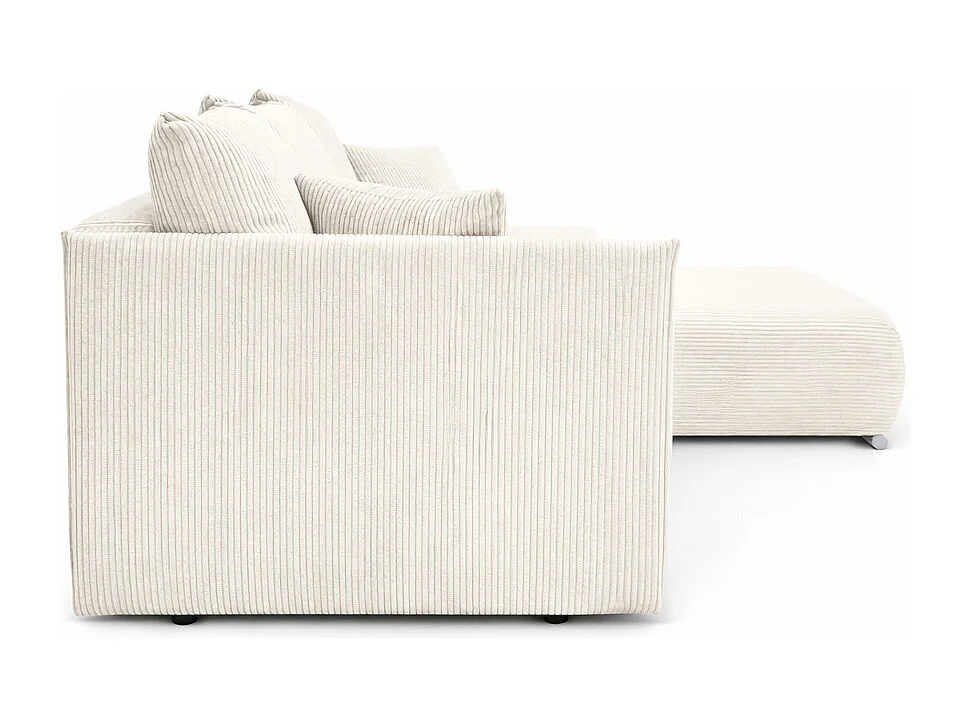 Canapé d'angle, Canapé en L, Tissu côtelé Poso, Écru, Droite, Livorno L