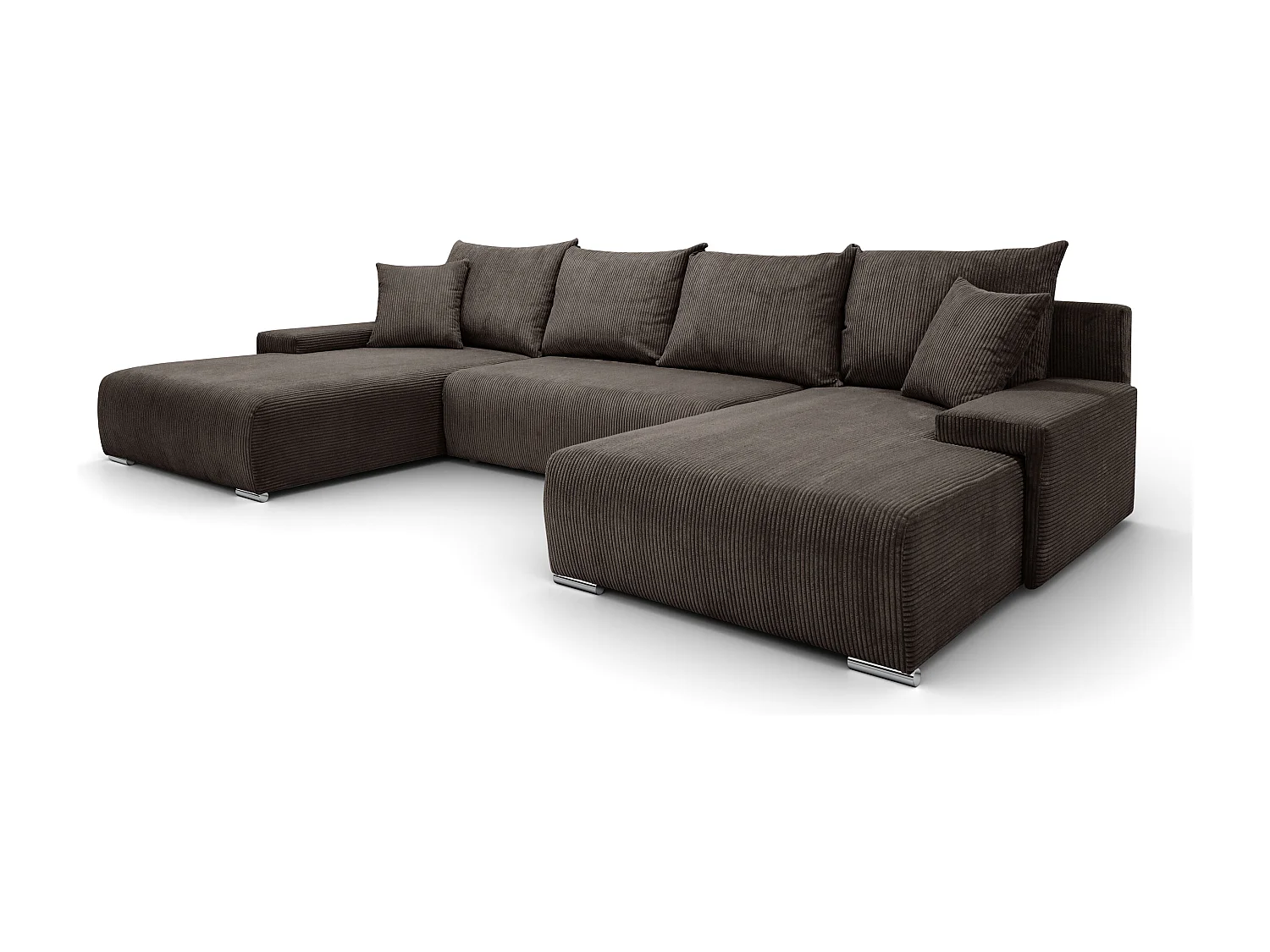 Canapé d'angle, Canapé en U, Tissu côtelé Poso, Marron, Livorno U