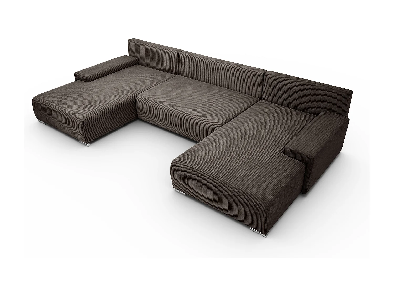 Canapé d'angle, Canapé en U, Tissu côtelé Poso, Marron, Livorno U