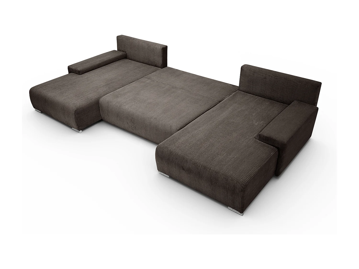 Canapé d'angle, Canapé en U, Tissu côtelé Poso, Marron, Livorno U