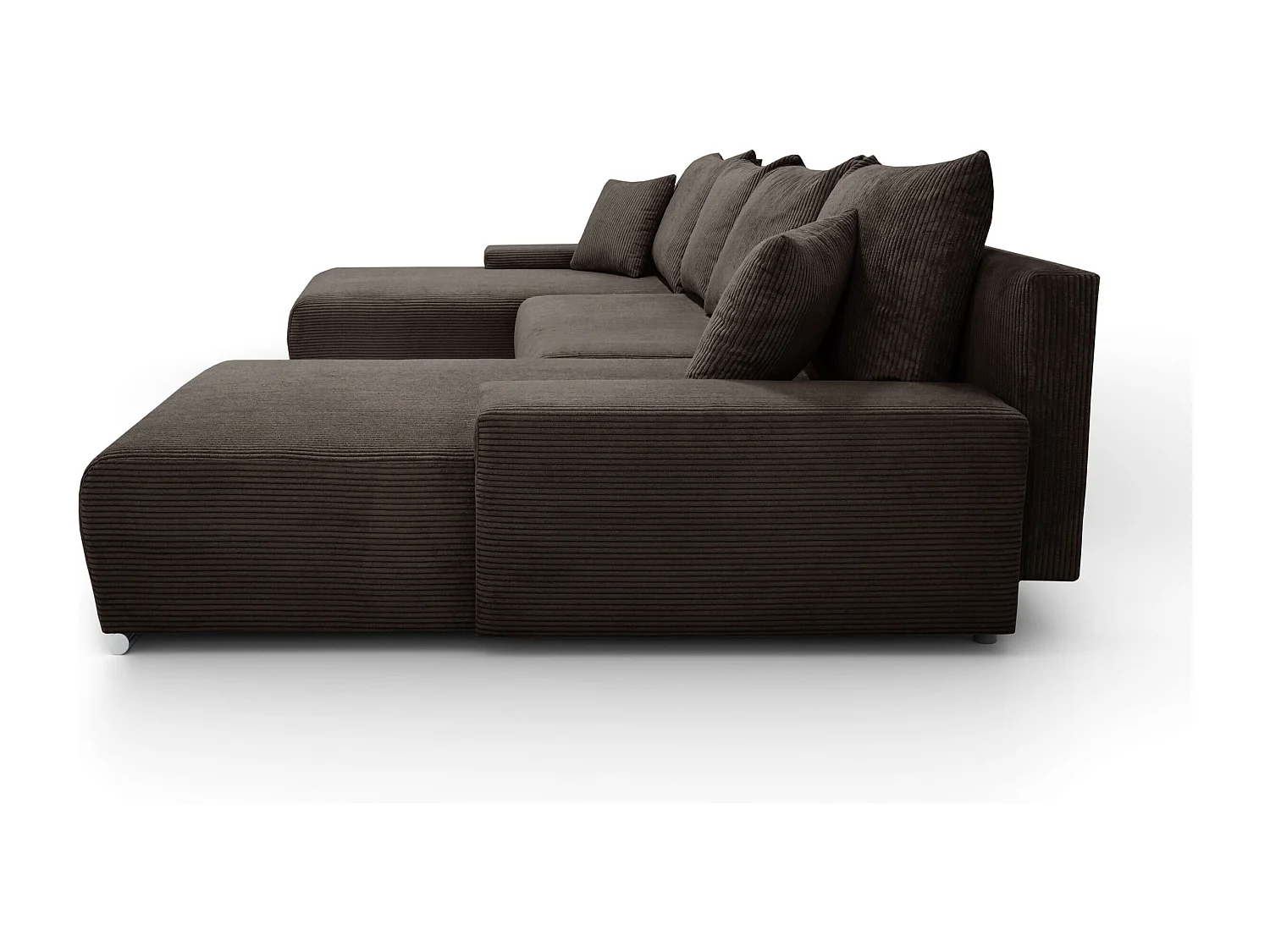 Canapé d'angle, Canapé en U, Tissu côtelé Poso, Marron, Livorno U