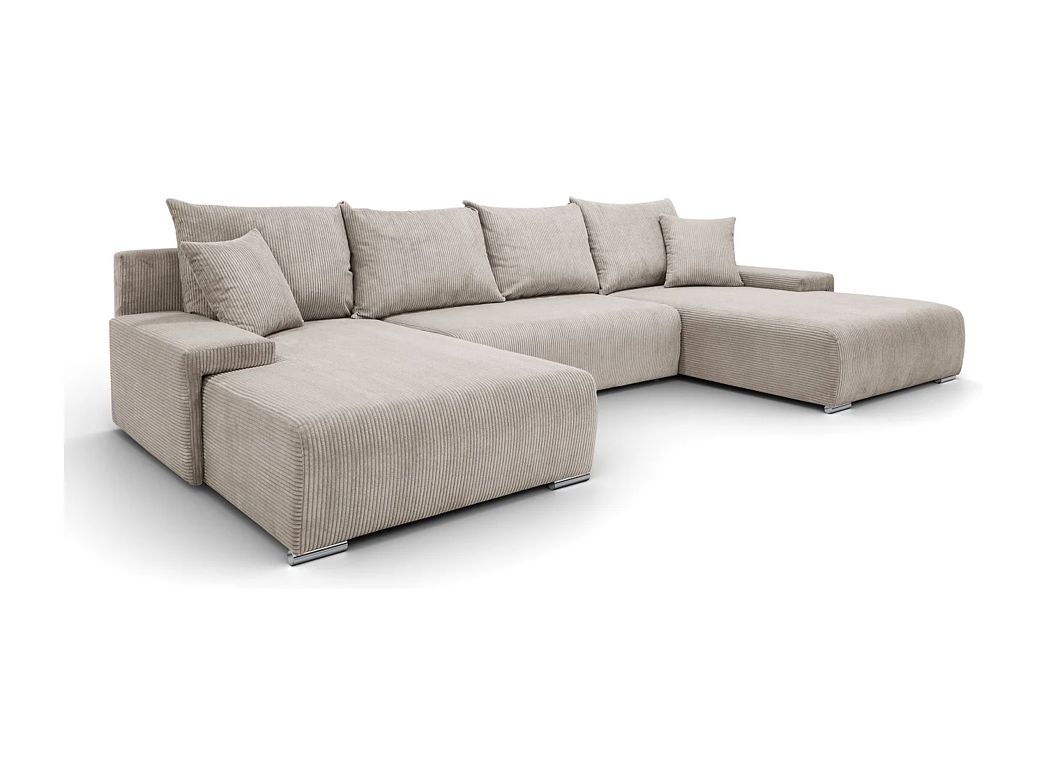 Canapé d'angle, Canapé en U, Tissu côtelé Poso, Beige, Livorno U