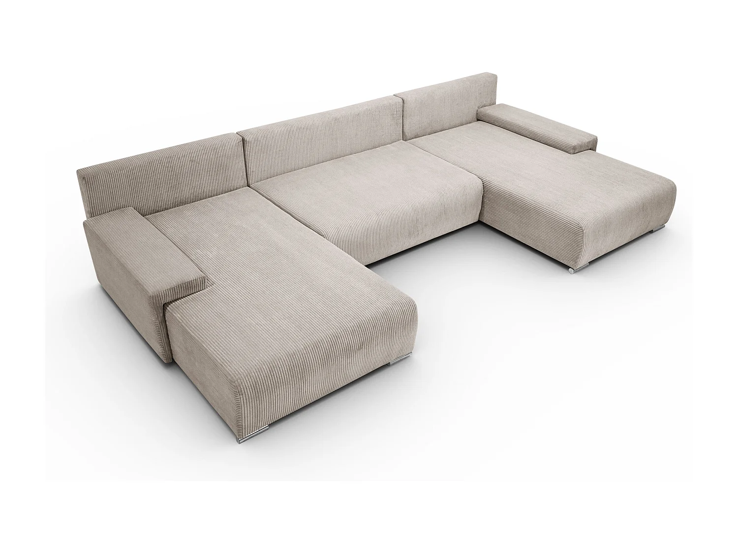 Canapé d'angle, Canapé en U, Tissu côtelé Poso, Beige, Livorno U