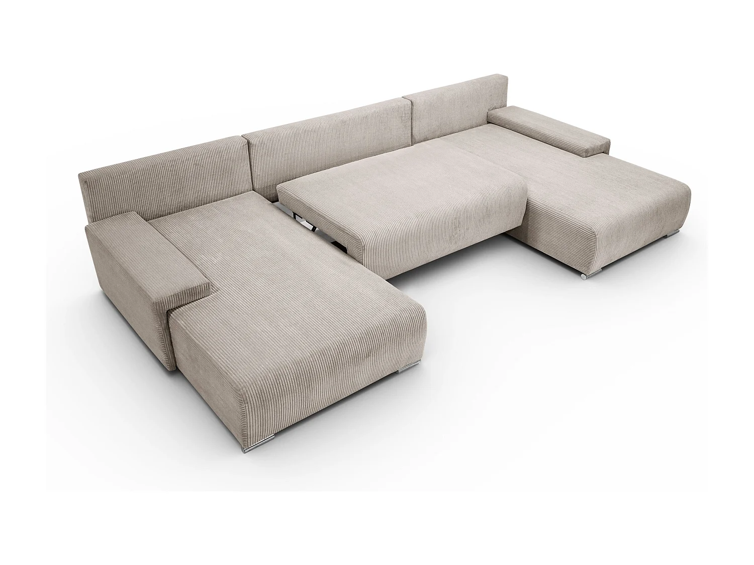 Canapé d'angle, Canapé en U, Tissu côtelé Poso, Beige, Livorno U