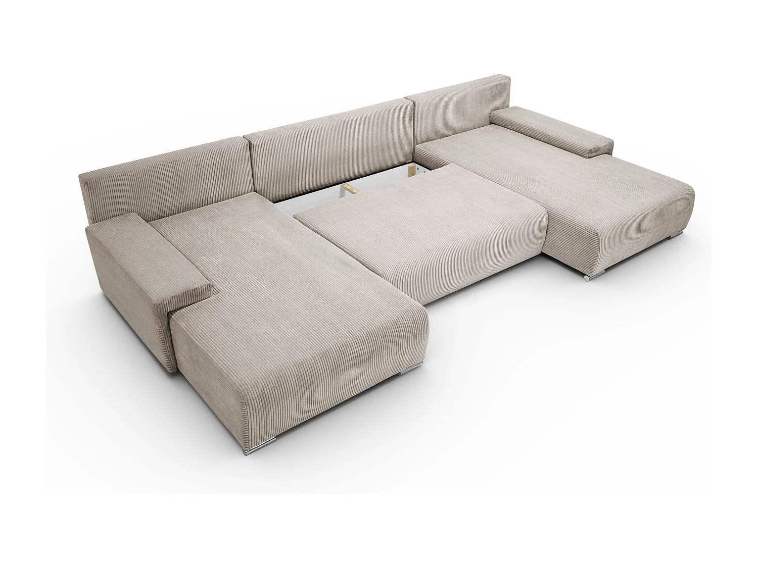 Canapé d'angle, Canapé en U, Tissu côtelé Poso, Beige, Livorno U