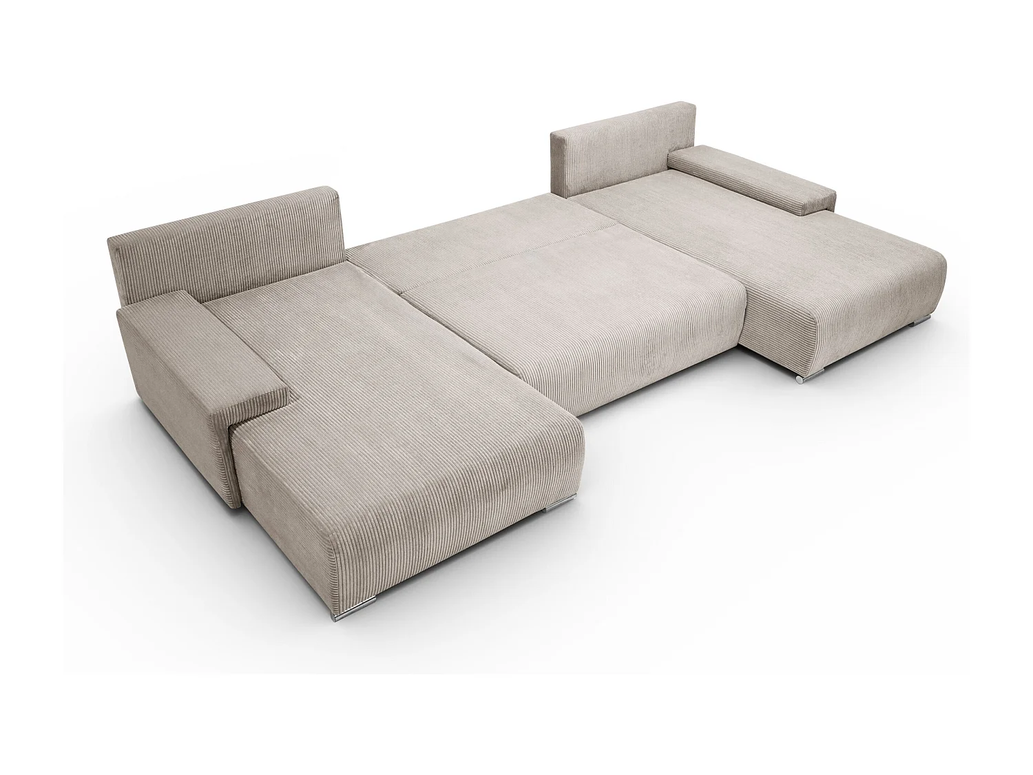 Canapé d'angle, Canapé en U, Tissu côtelé Poso, Beige, Livorno U