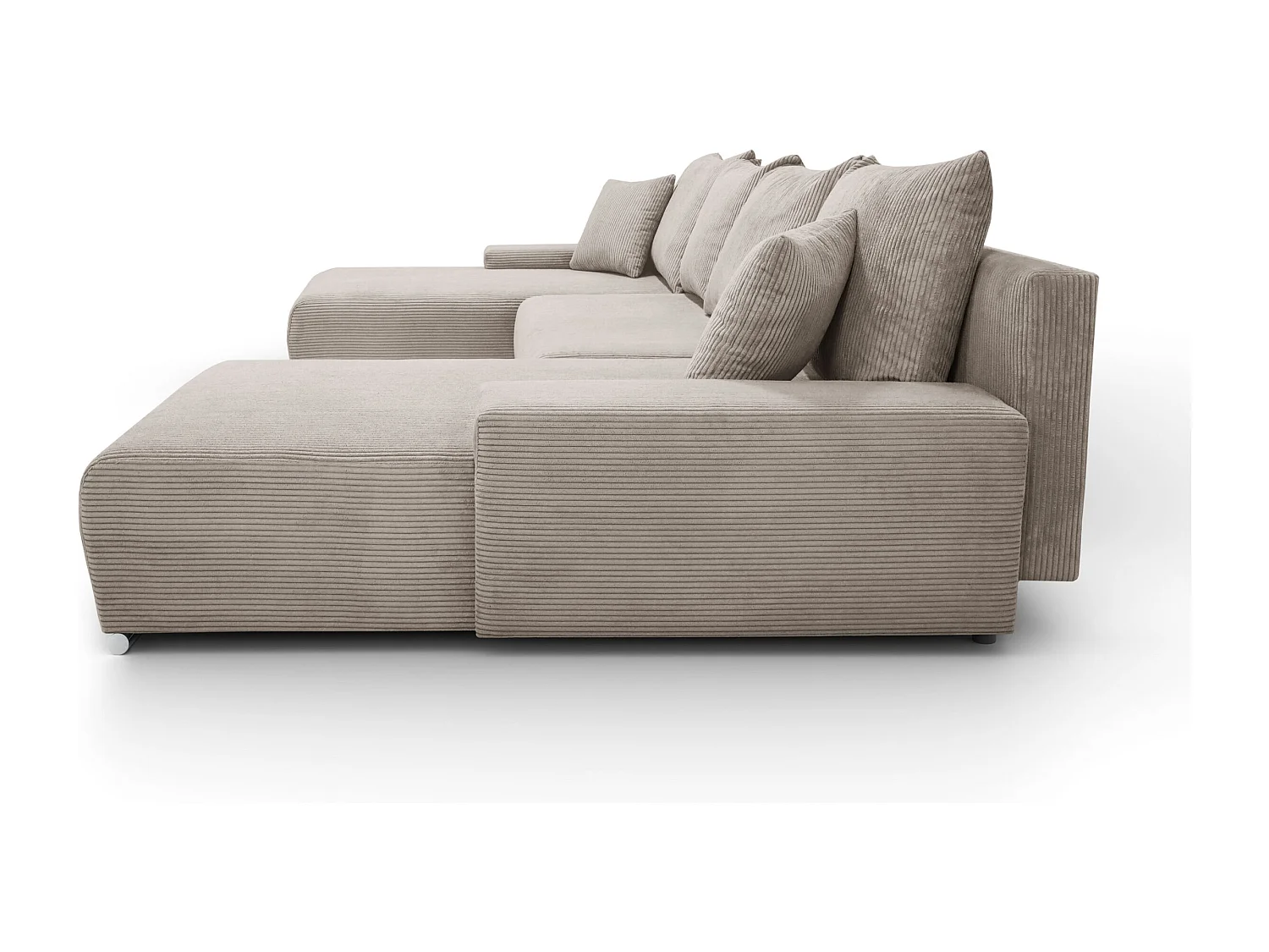 Canapé d'angle, Canapé en U, Tissu côtelé Poso, Beige, Livorno U