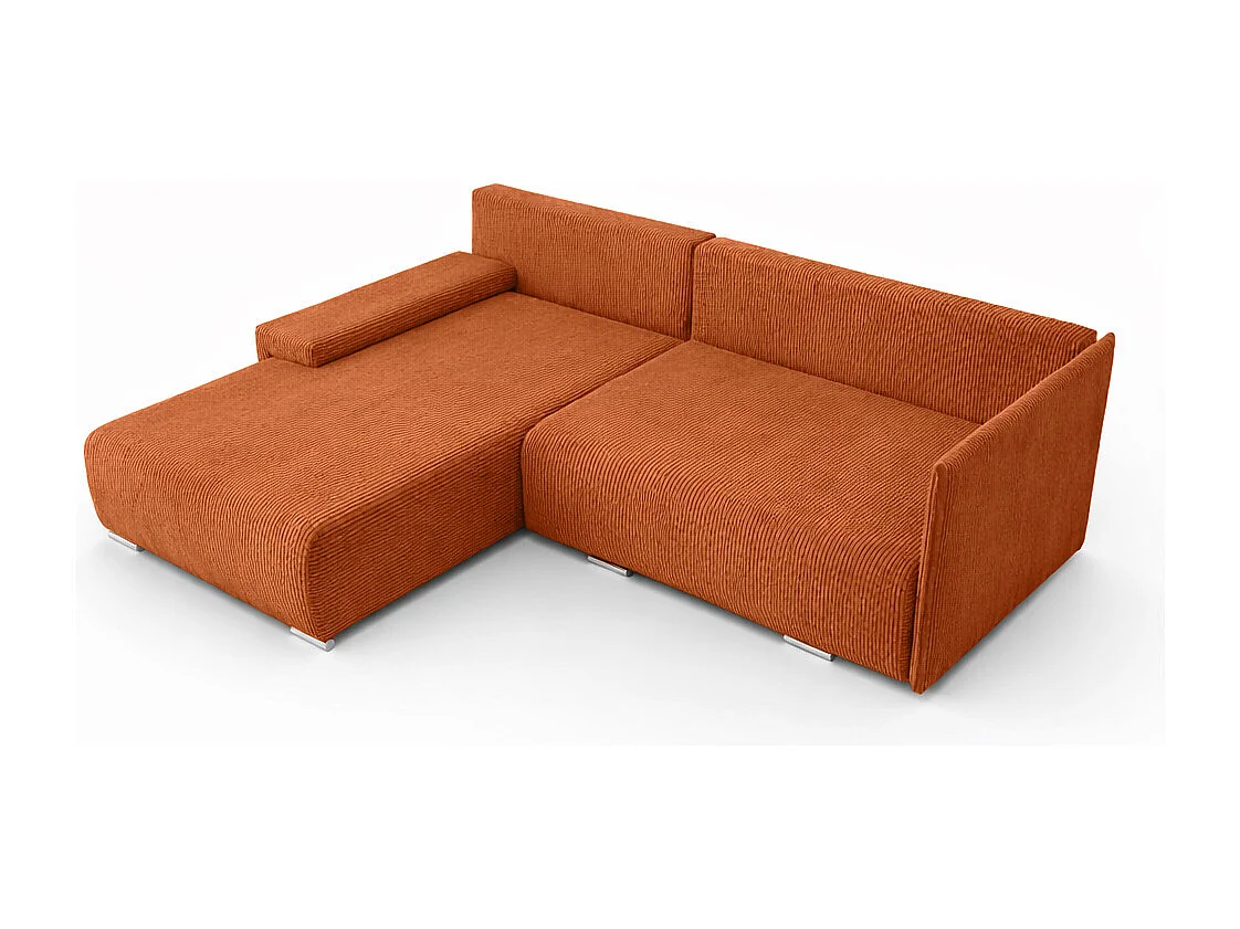 Canapé d'angle, Canapé en L, Tissu côtelé Poso, Cuivre, Gauche, Livorno L