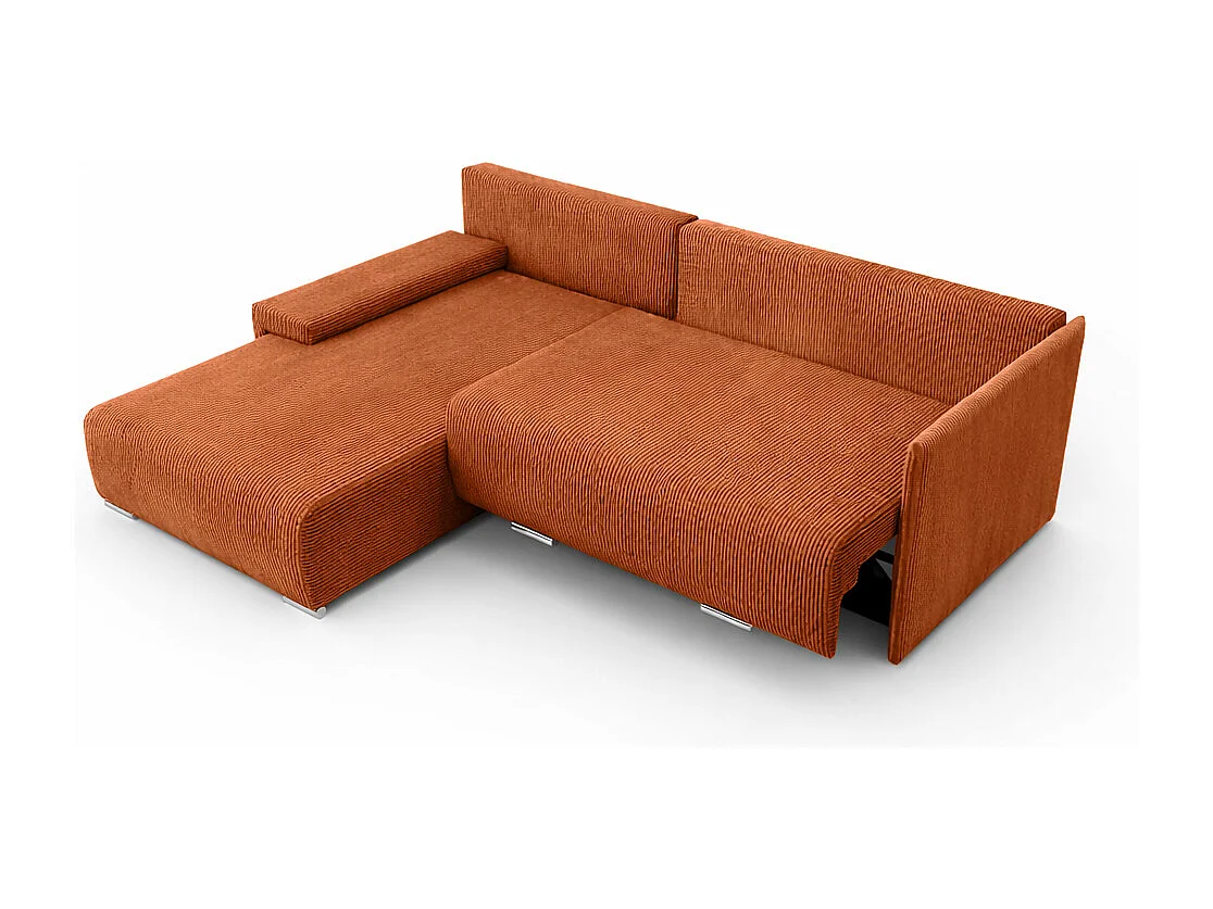 Canapé d'angle, Canapé en L, Tissu côtelé Poso, Cuivre, Gauche, Livorno L