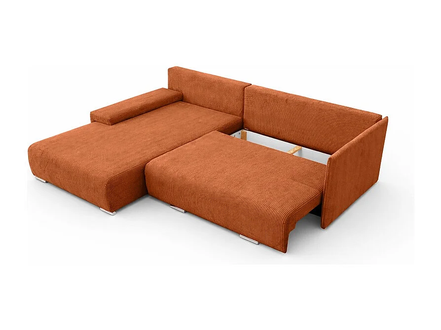 Canapé d'angle, Canapé en L, Tissu côtelé Poso, Cuivre, Gauche, Livorno L