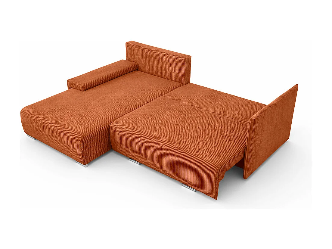 Canapé d'angle, Canapé en L, Tissu côtelé Poso, Cuivre, Gauche, Livorno L
