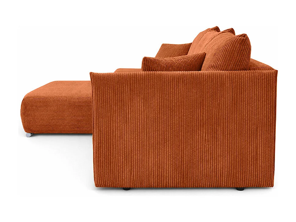 Canapé d'angle, Canapé en L, Tissu côtelé Poso, Cuivre, Gauche, Livorno L