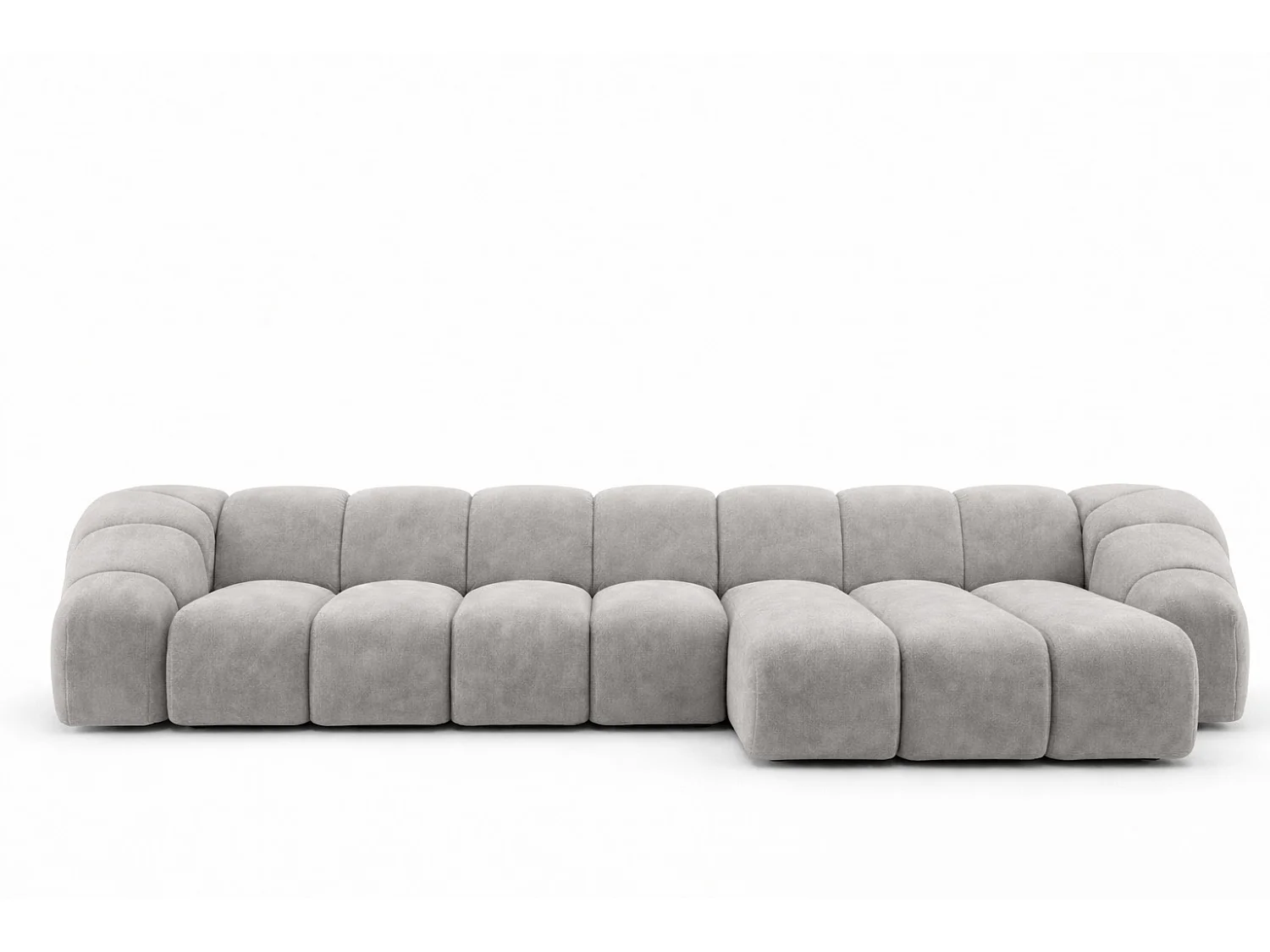 Divano angolare modulare a L, tessuto velluto Bluvel, grigio, destra, CROISSANT XL