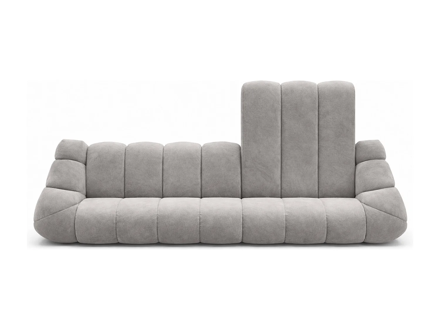 Divano angolare modulare a L, tessuto velluto Bluvel, grigio, destra, CROISSANT XL