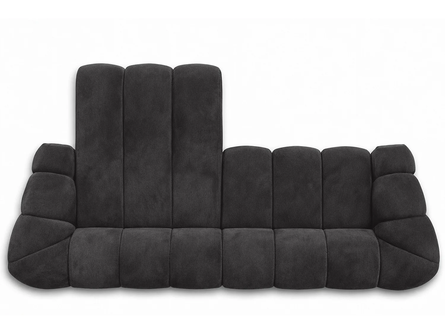 Divano angolare modulare a L, tessuto velluto Bluvel, nero, sinistra, CROISSANT L