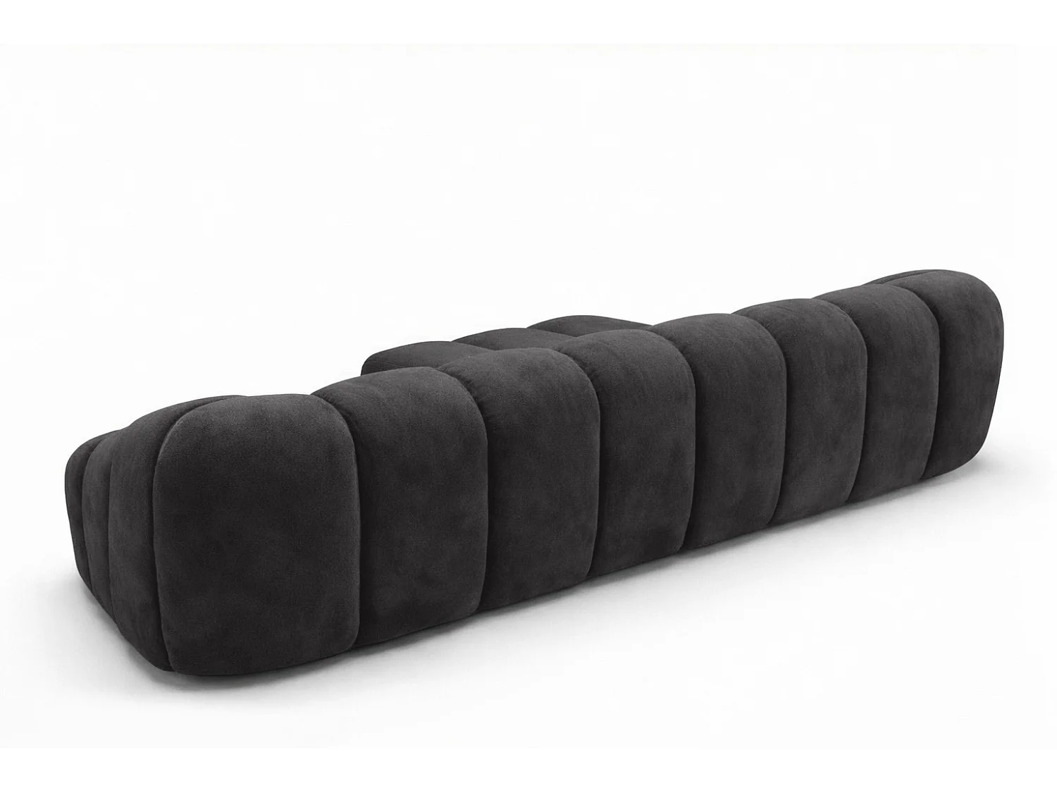 Divano angolare modulare a L, tessuto velluto Bluvel, nero, sinistra, CROISSANT L