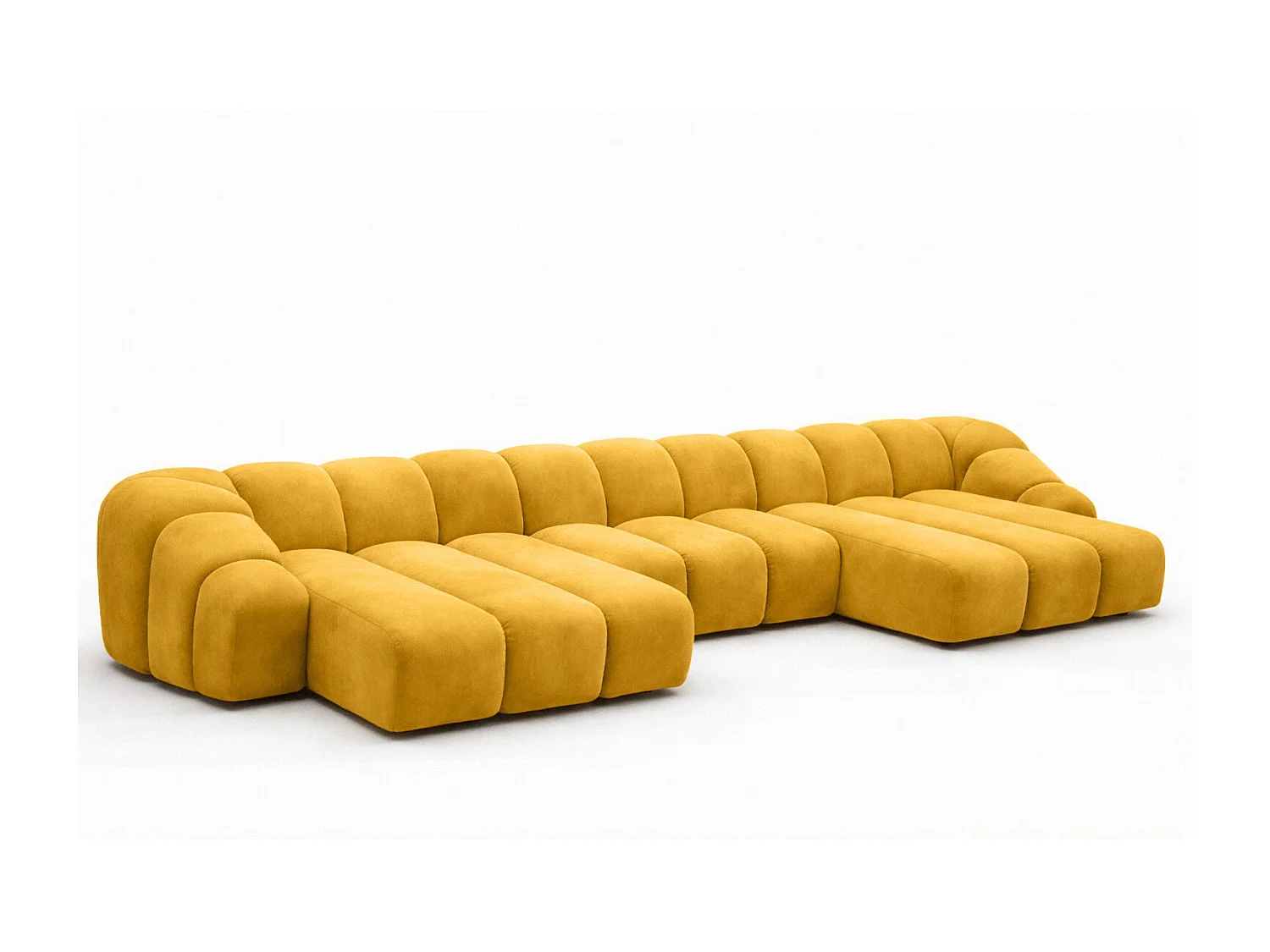 Narożnik modułowy w kształcie U, tkanina welurowa Bluvel, Złoty, CROISSANT U