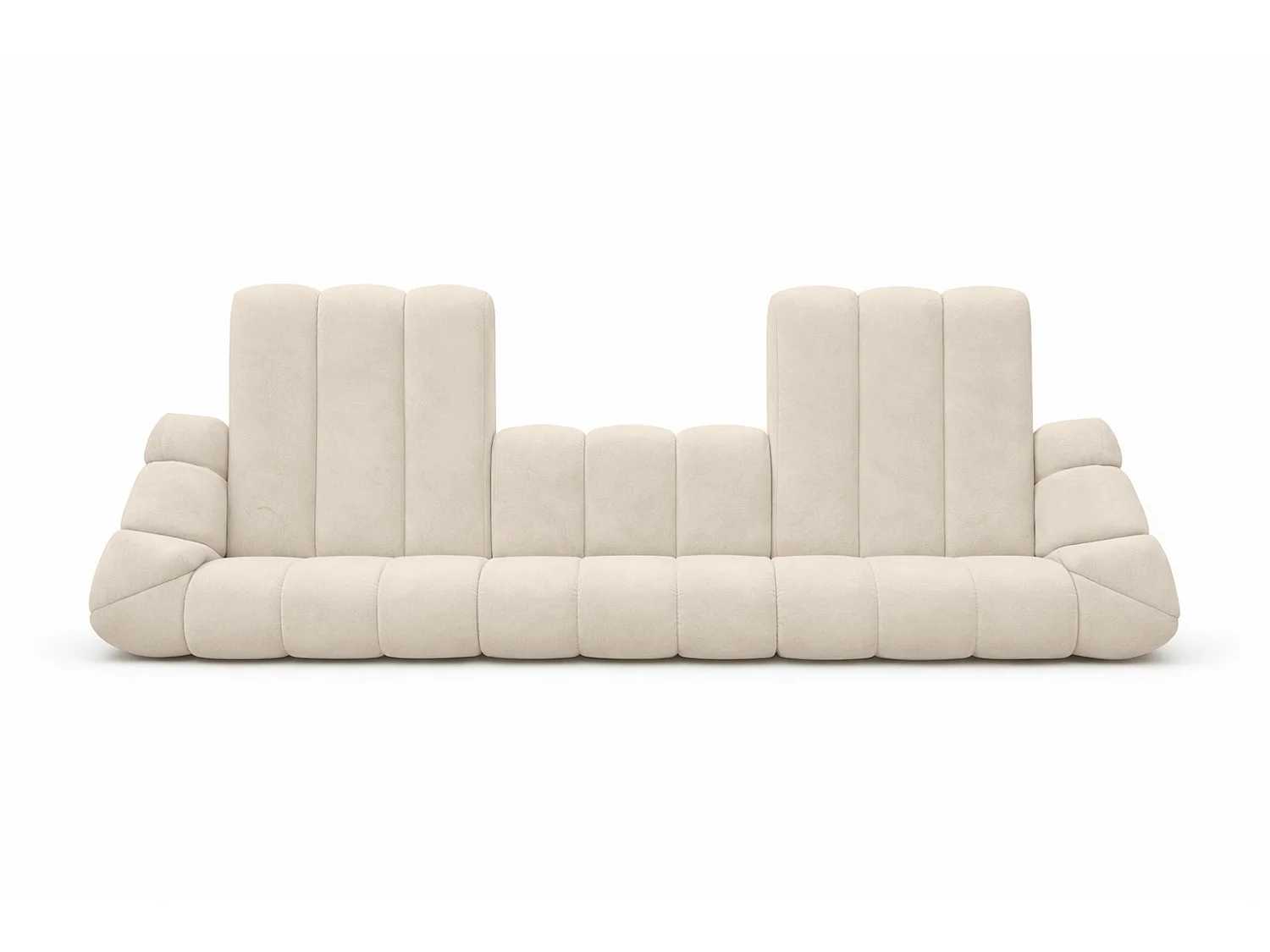 Narożnik modułowy w kształcie U, tkanina welurowa Bluvel, Kremowy, CROISSANT U