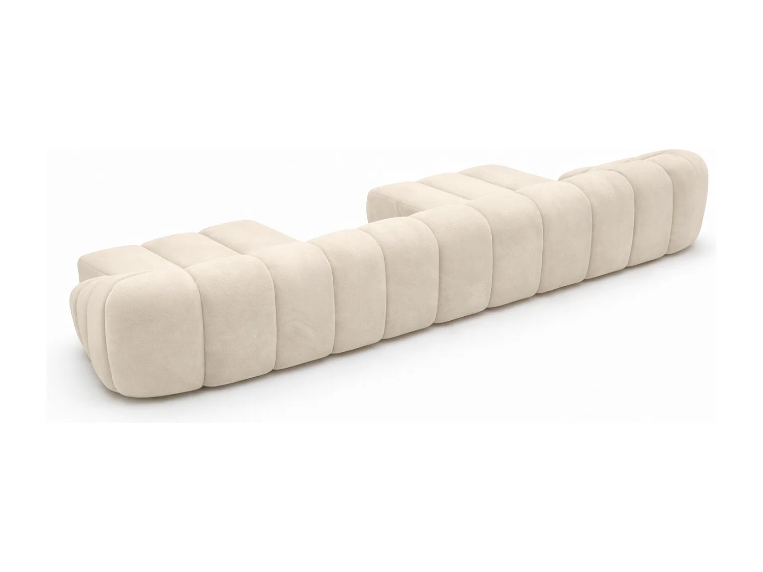 Narożnik modułowy w kształcie U, tkanina welurowa Bluvel, Kremowy, CROISSANT U